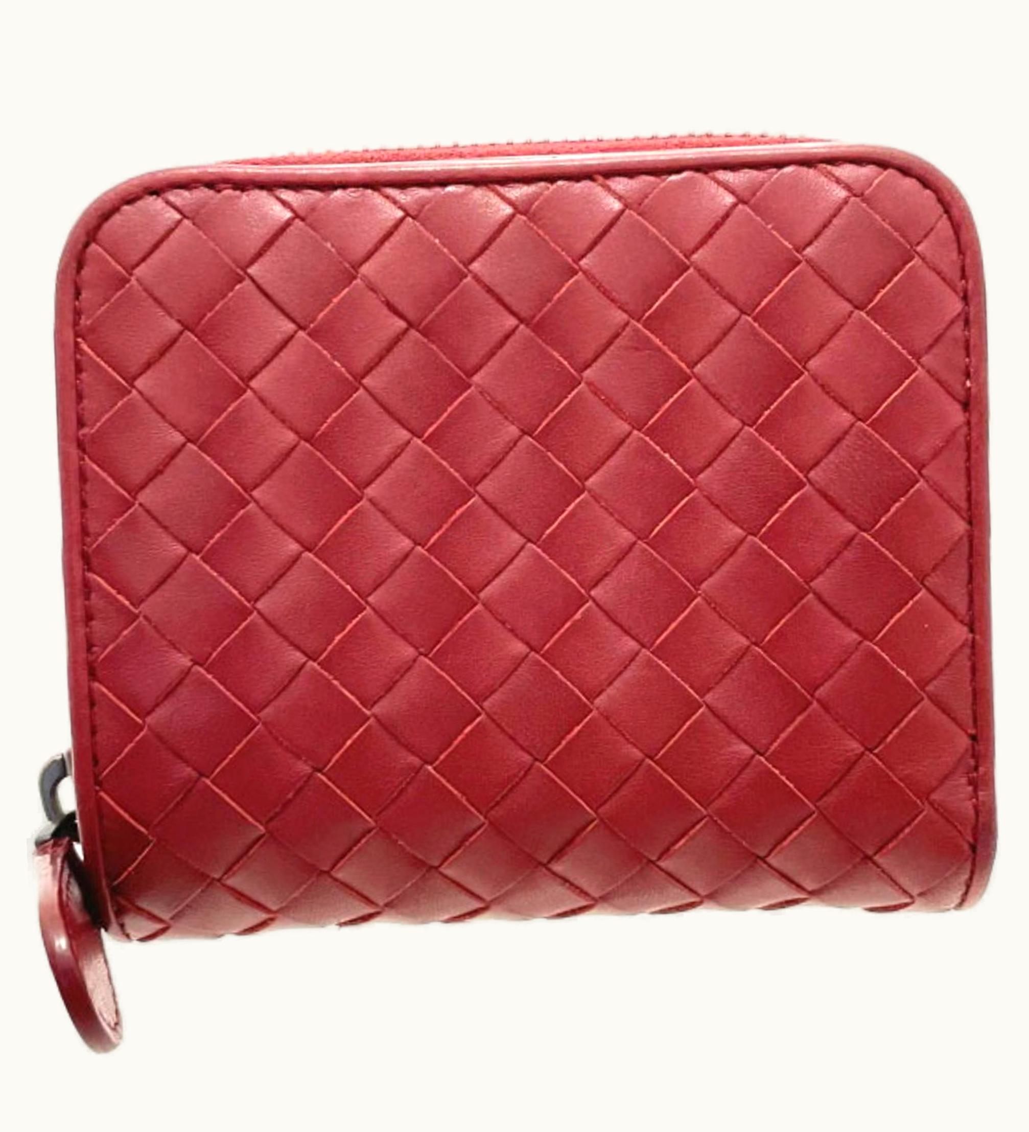 Bottega Veneta Bottega Veneta Wallet Intrecciato Round Leather Red 624048