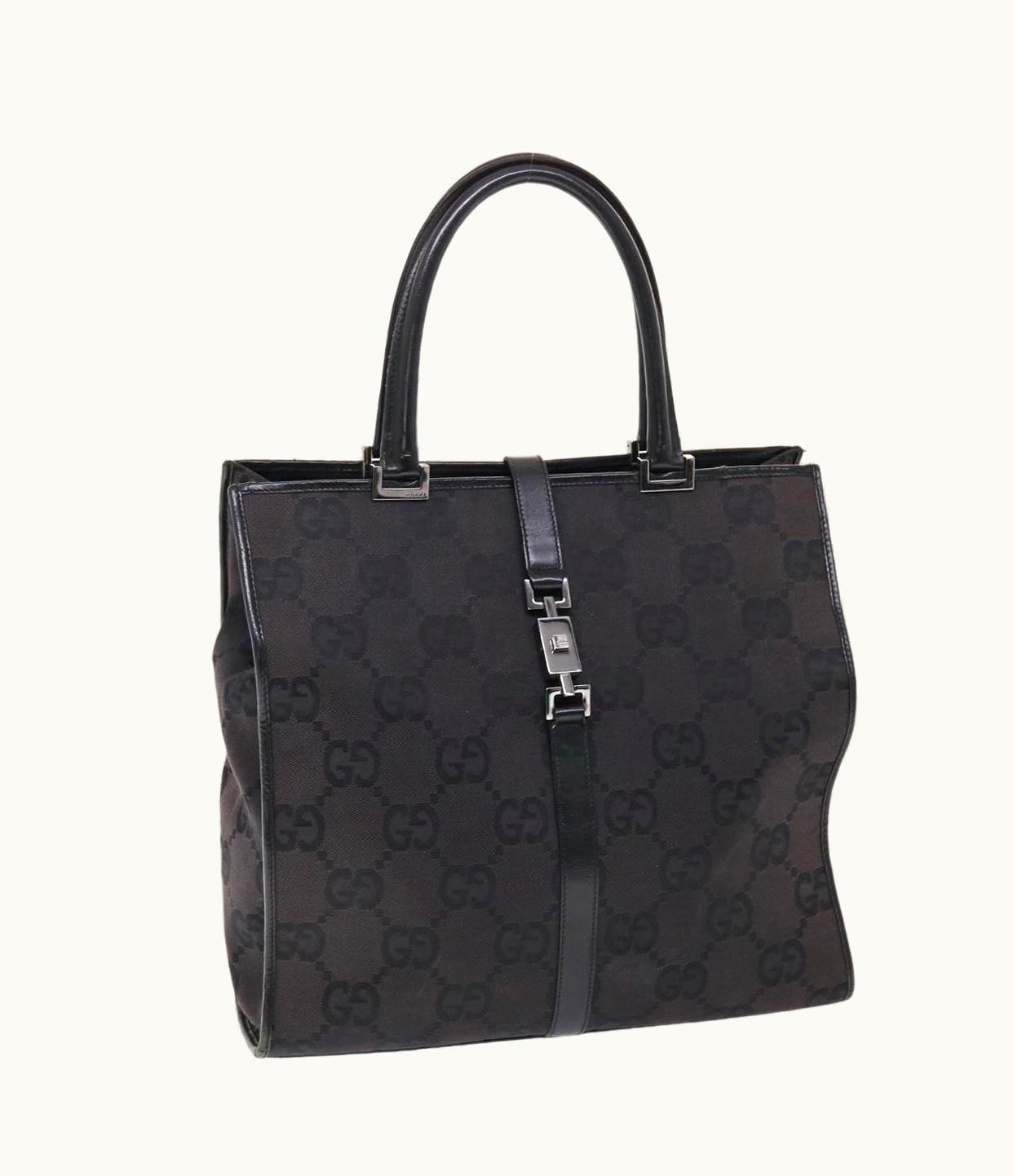 Gucci Gucci GG Canvas Jackie Tote Bag Leather Black 00210643444