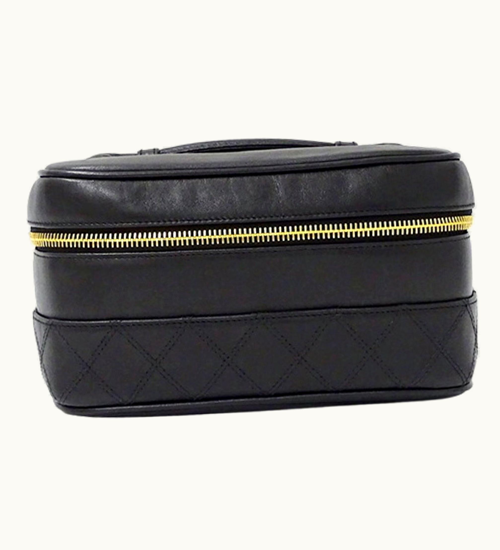 Chanel Chanel Bag Bicolore Women's Handbag Vanity Leather Black A01618