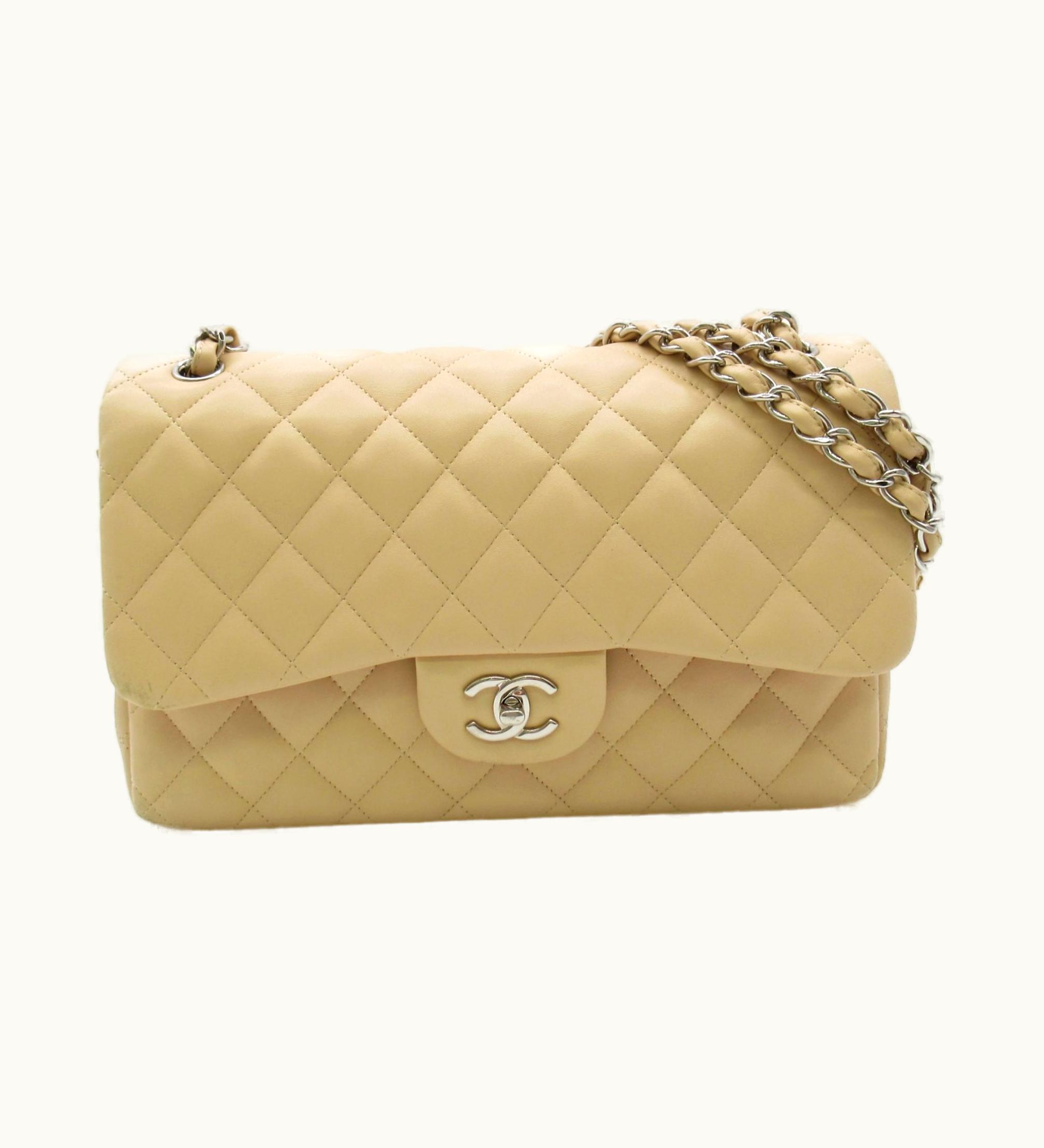 Chanel Chanel Matelasse W Flap Chain Shoulder Bag Beige Cream Lambskin [Sheep Leather] 14562358