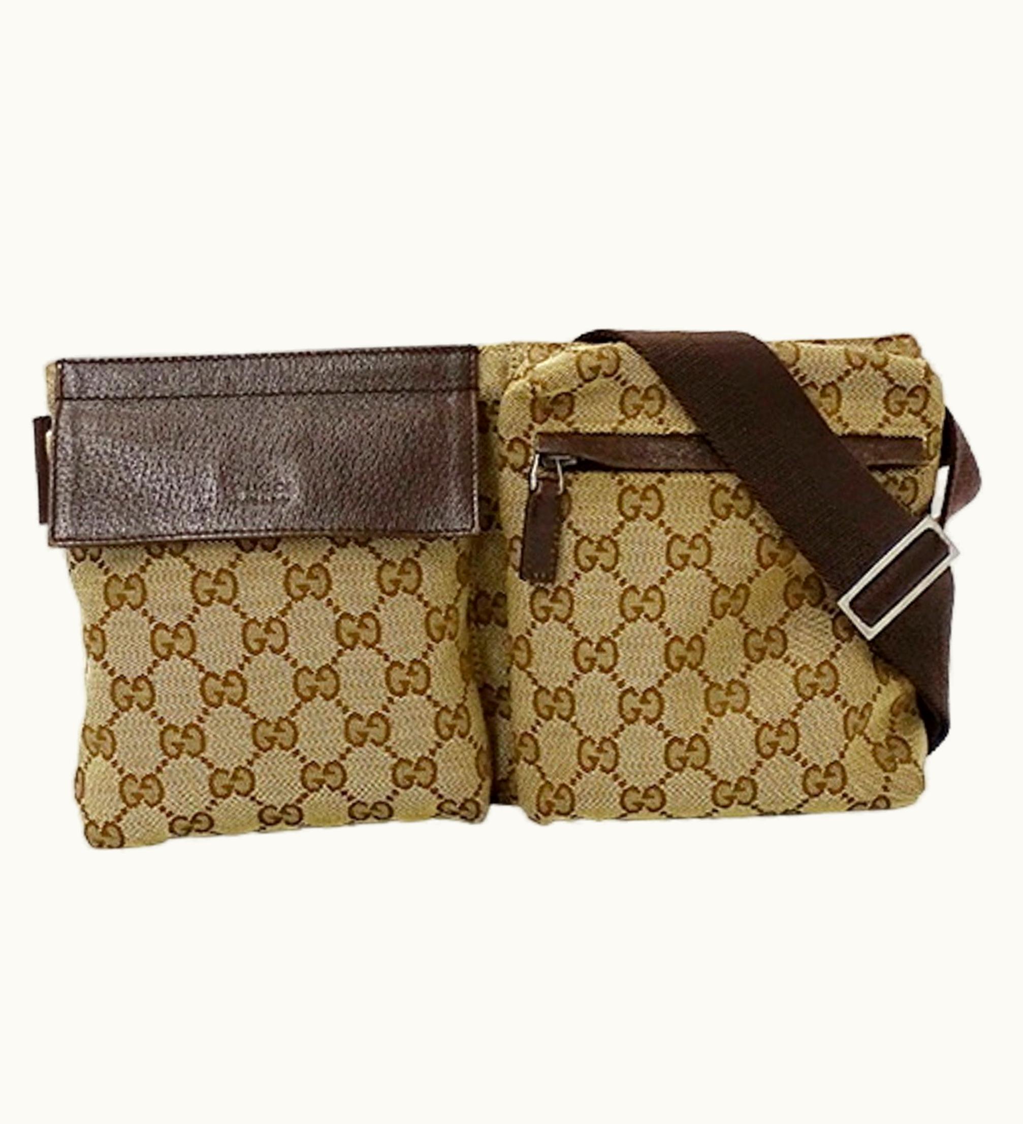 Gucci Gucci Bag Men's Body Waist GG Canvas Brown Beige 28566