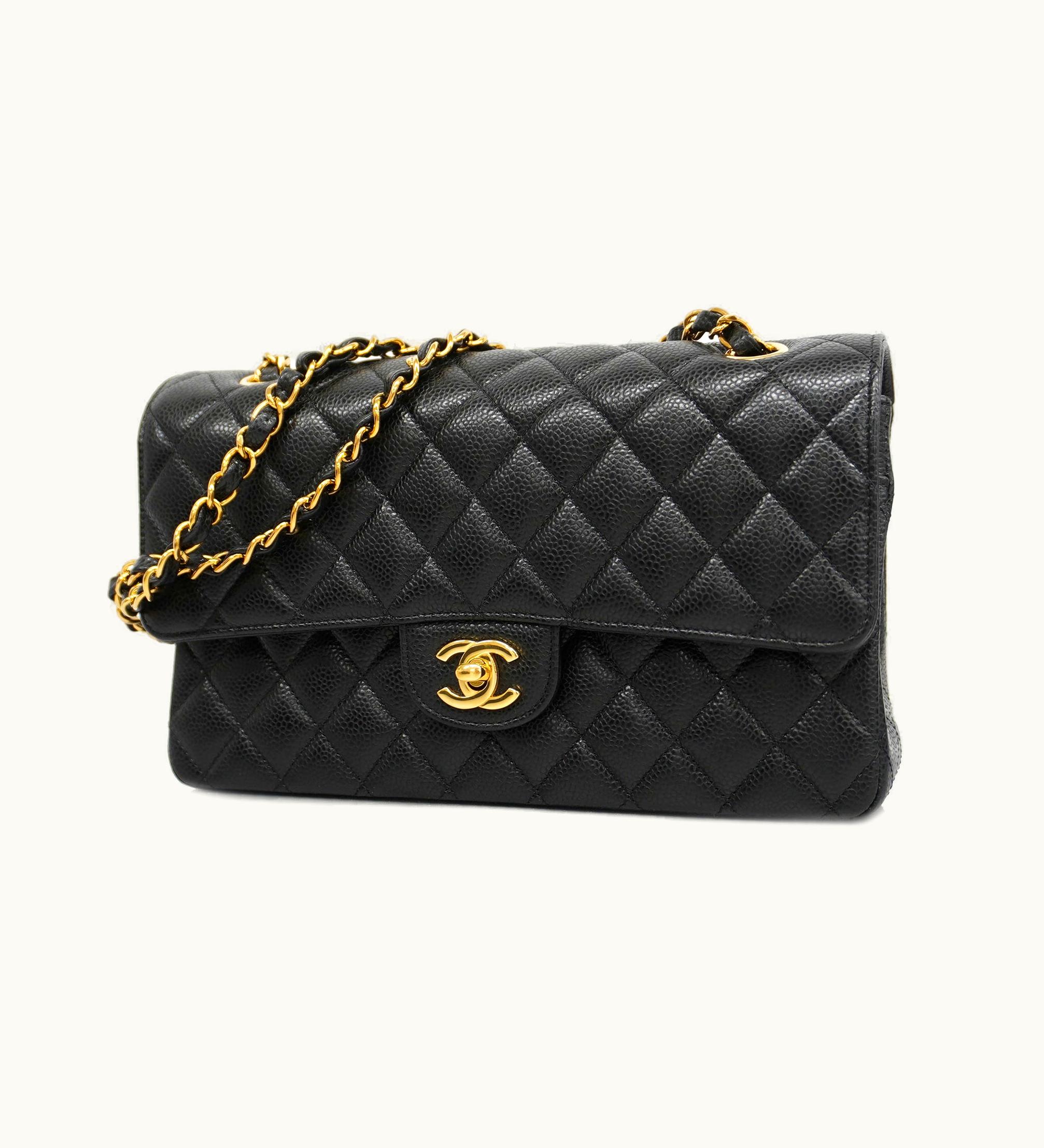 Chanel Chanel Matelasse W Flap W Chain Shoulder Bag Black Caviar Leather