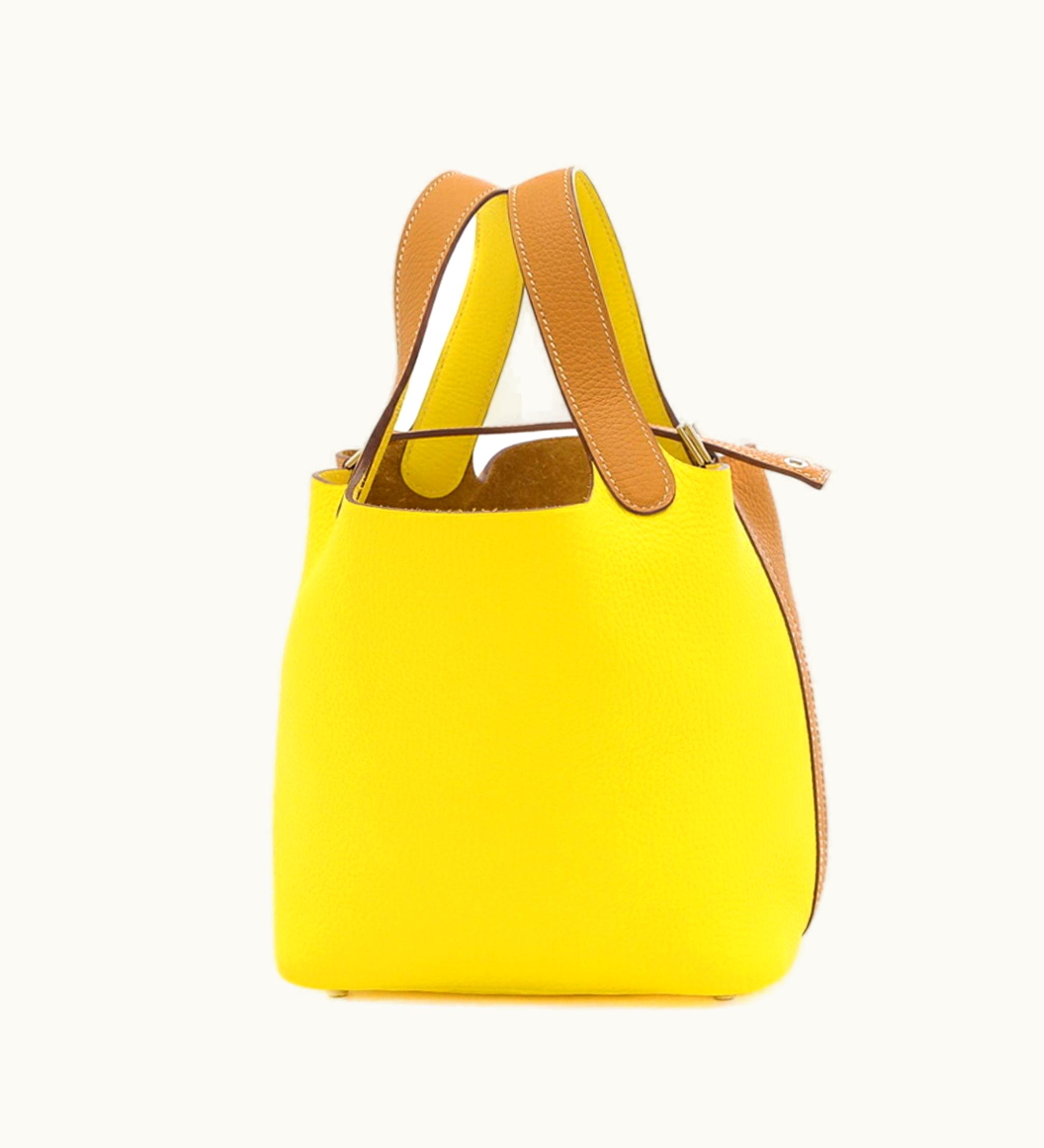 Hermès Hermès Picotin Rock PM Cazak Taurillon Clemence Handbag Sesame Lime Silver Hardware Y Stamp