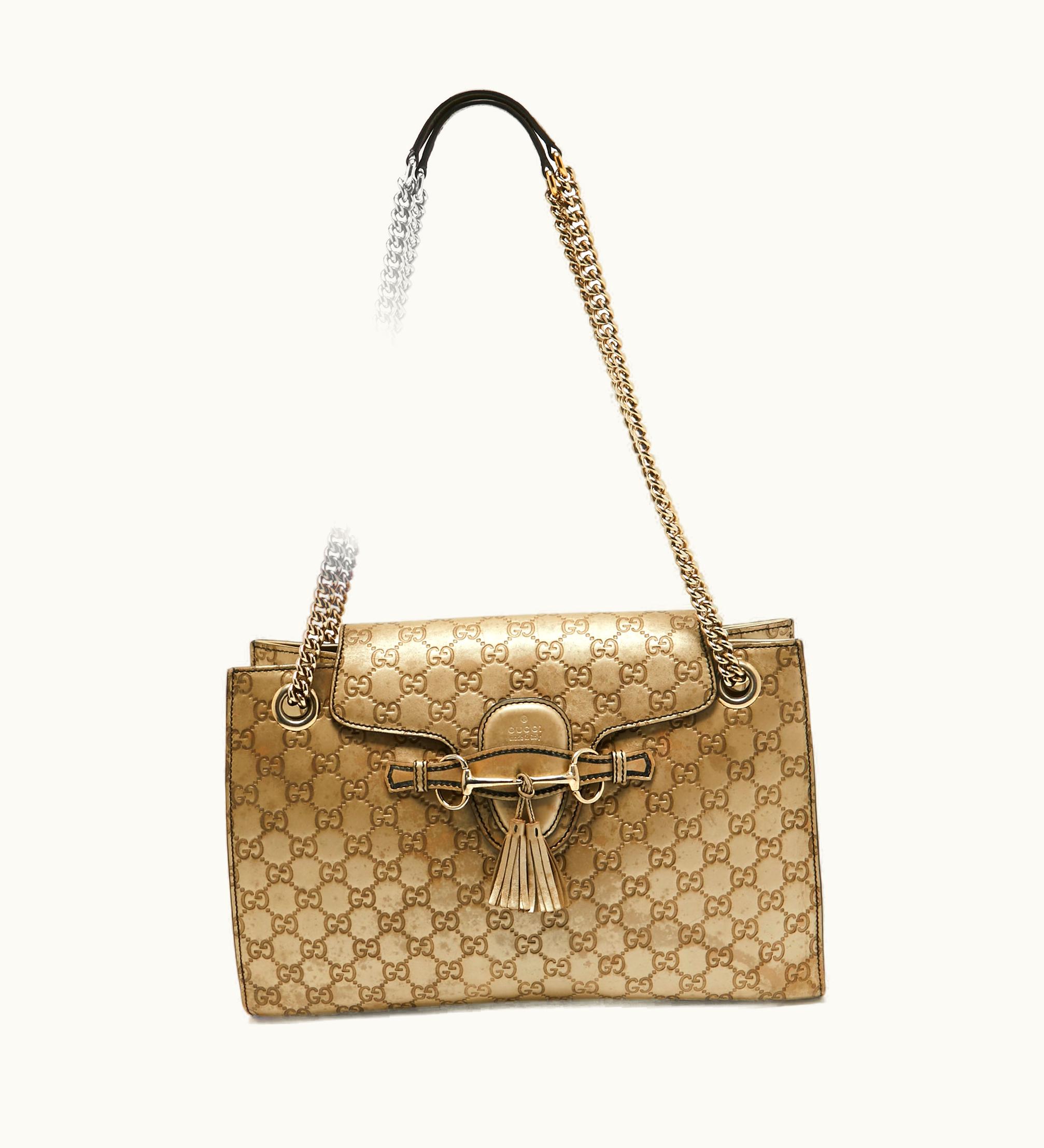 Gucci Gucci Gold Guccissima Leather Large Emily Chain Shoulder Bag