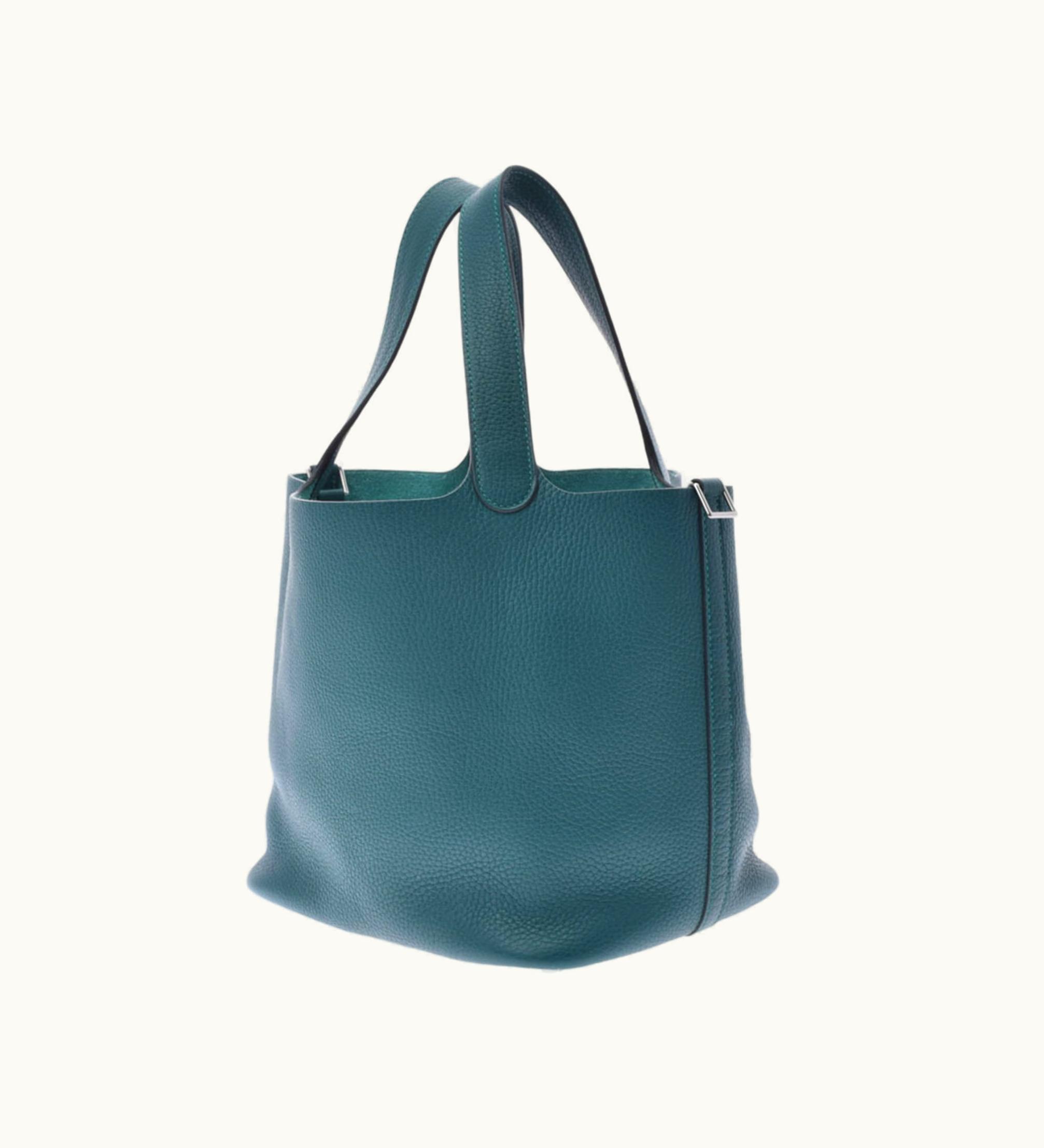 Hermès Hermès Picotin Lock MM Malachite Palladium Hardware X Engraved [Around 2016] Ladies Taurillon Clemence Handbag