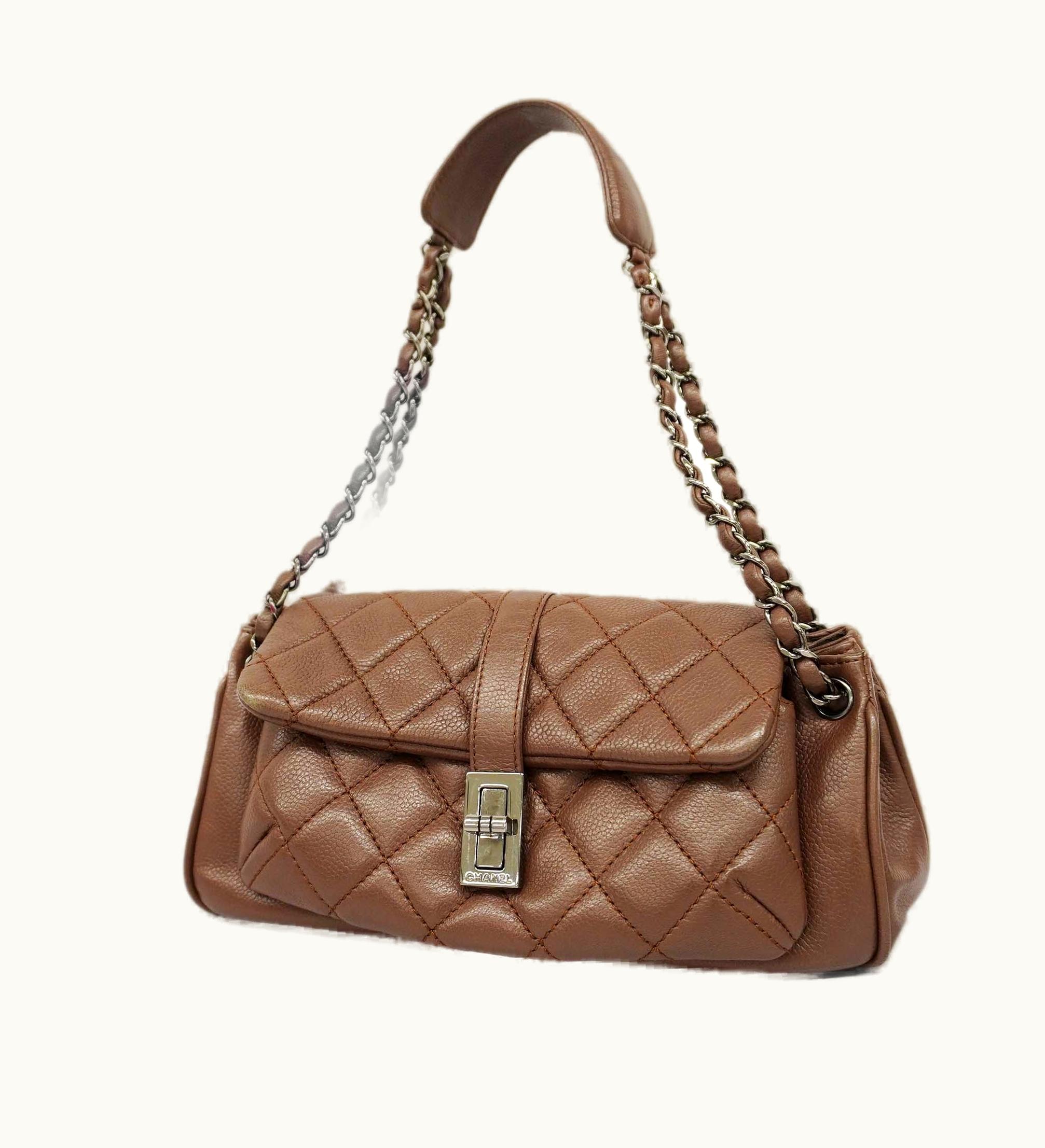 Chanel Chanel Matelasse 2.55 Chain Shoulder Caviar Leather Shoulder Bag Brown
