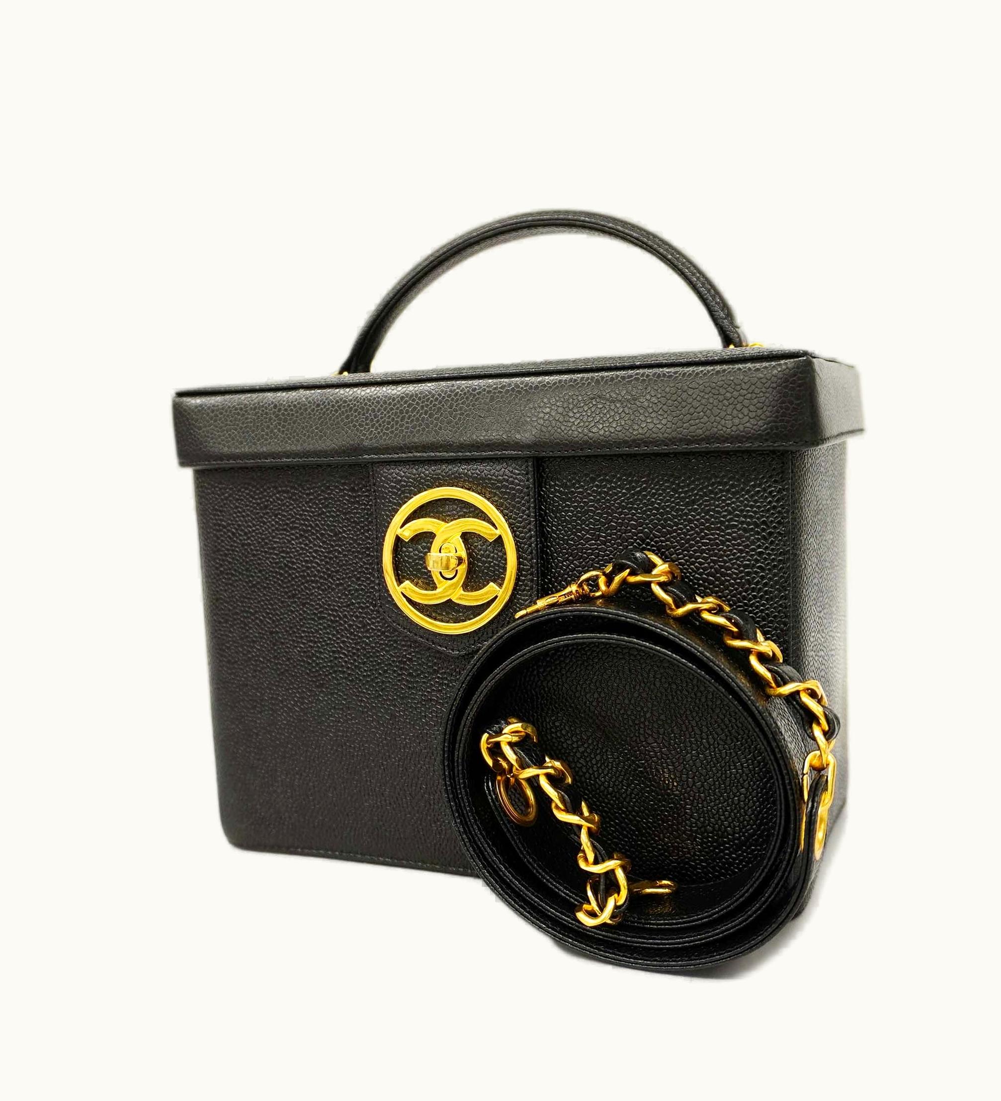 Chanel Chanel Vanity Bag Crochet Chain Shoulder Women's Caviar Leather Vanity Bag