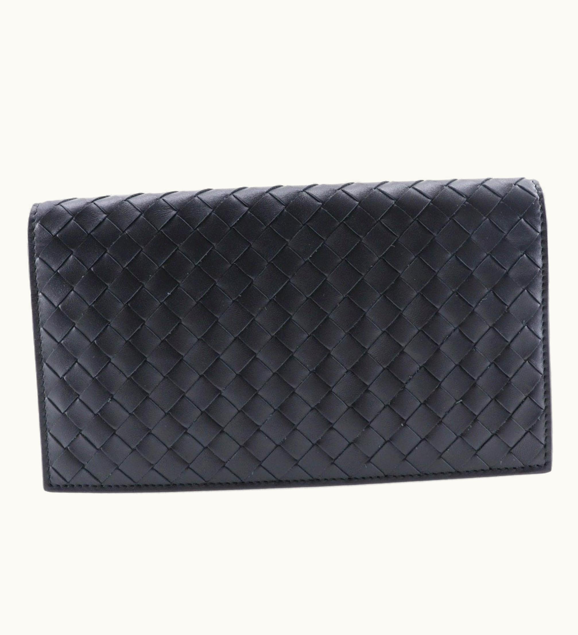 Bottega Veneta Bottega Veneta Intrecciato Long Wallet Calf Black Men's S