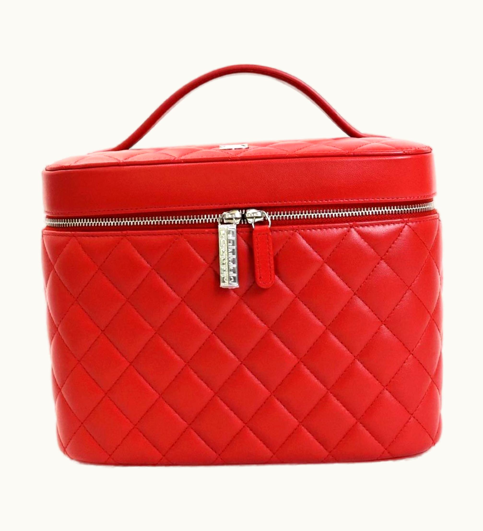 Chanel Chanel Handbag Vanity Bag Matelasse Coco Mark Lambskin Red Women's A80913