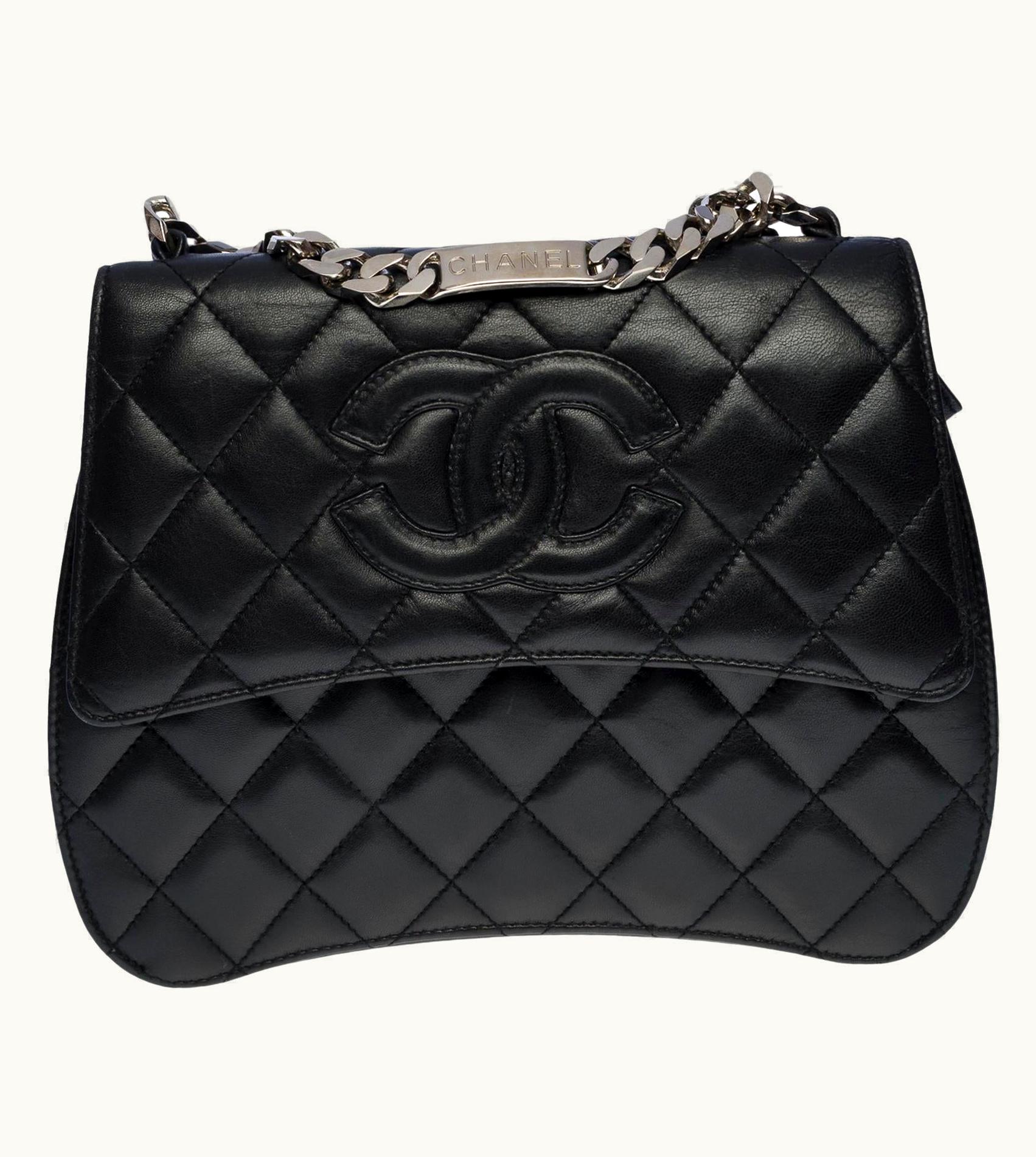 Chanel Chanel Trapezoidal Flap Bag In Black Quilted Lambskin Leather