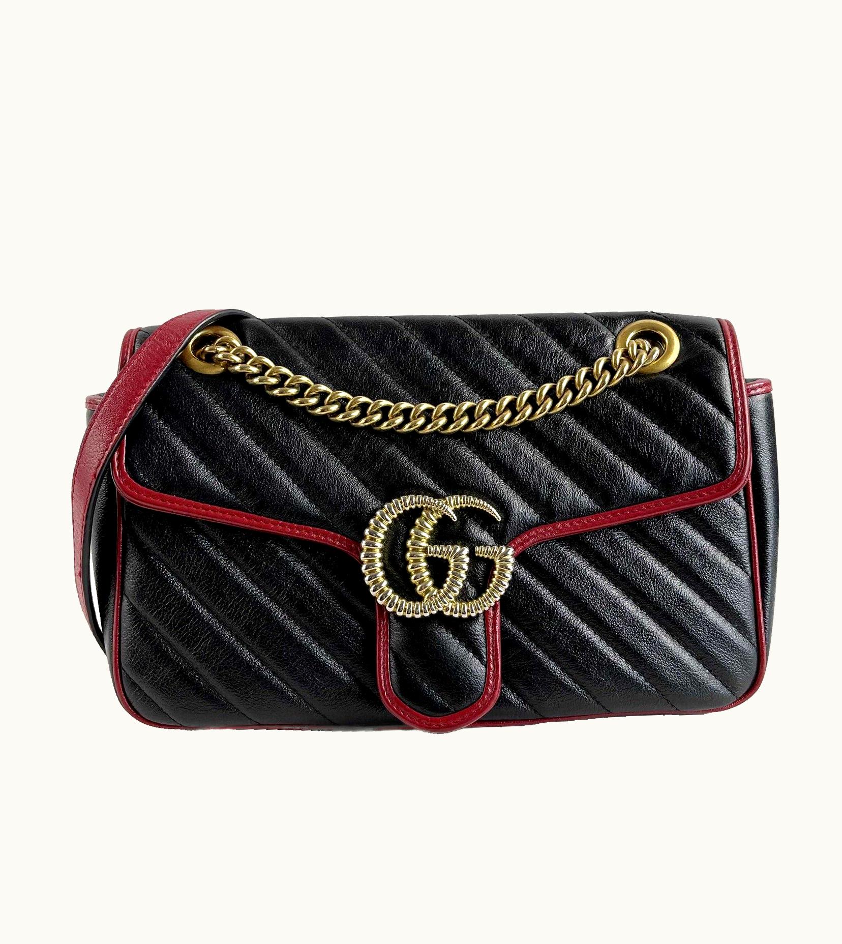 Gucci Gucci GG Marmont Flap Diagonal Quilted Leather Small