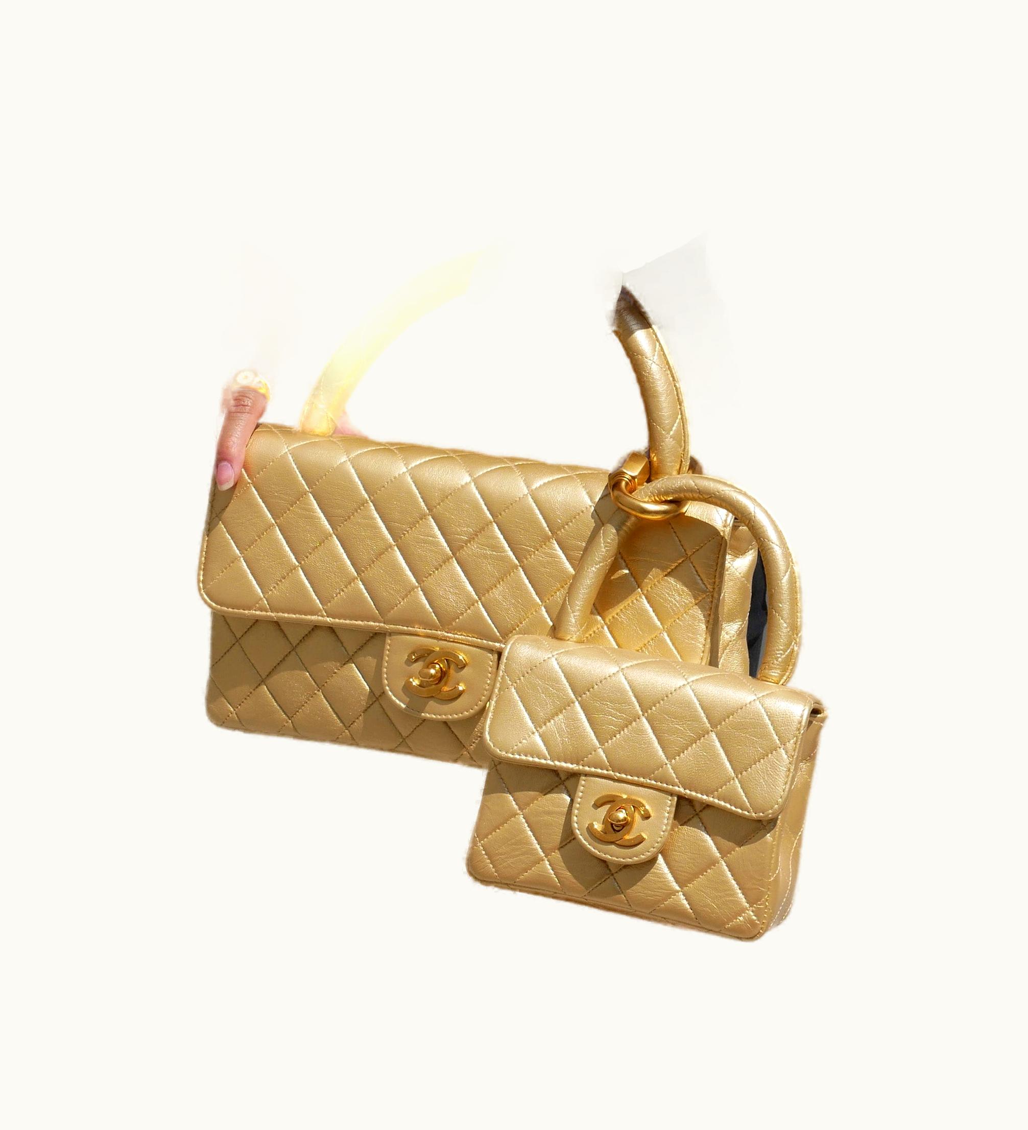 Chanel Chanel 1994 Gold Lambskin Top Handle Bag Set Gs01337J