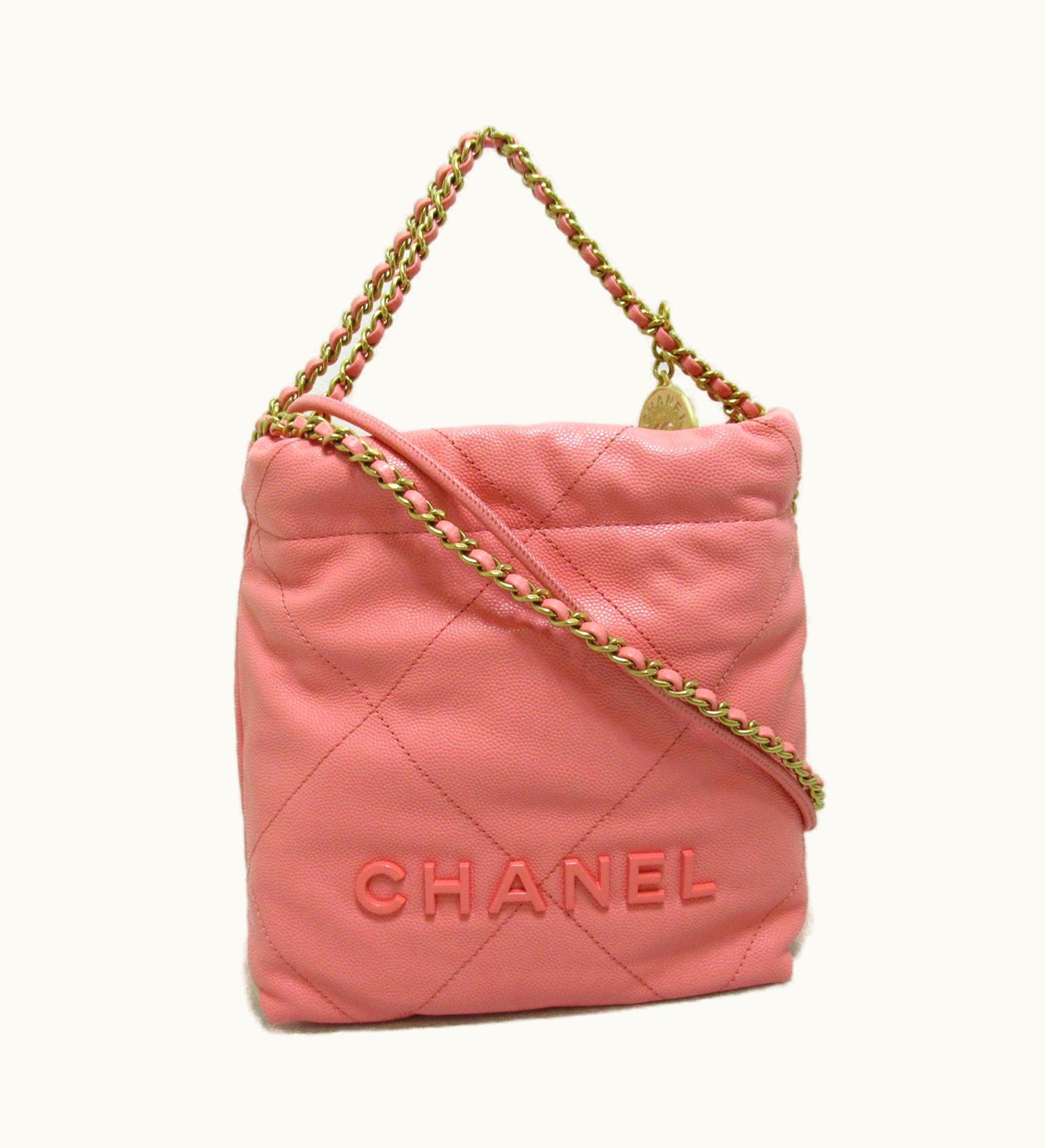 Chanel Chanel 22 Mini 2Wayshoulder Bag Pink Coral Pink Caviar Skin [Grained Calf] Shiny Grain Calfskin As3980 B14407 Nr646