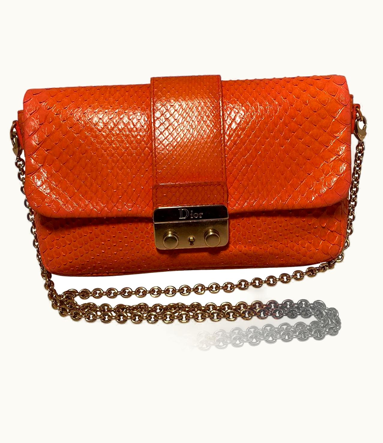 Dior Dior Christian Dior Orange Python Miss Dior Small Flap Bag