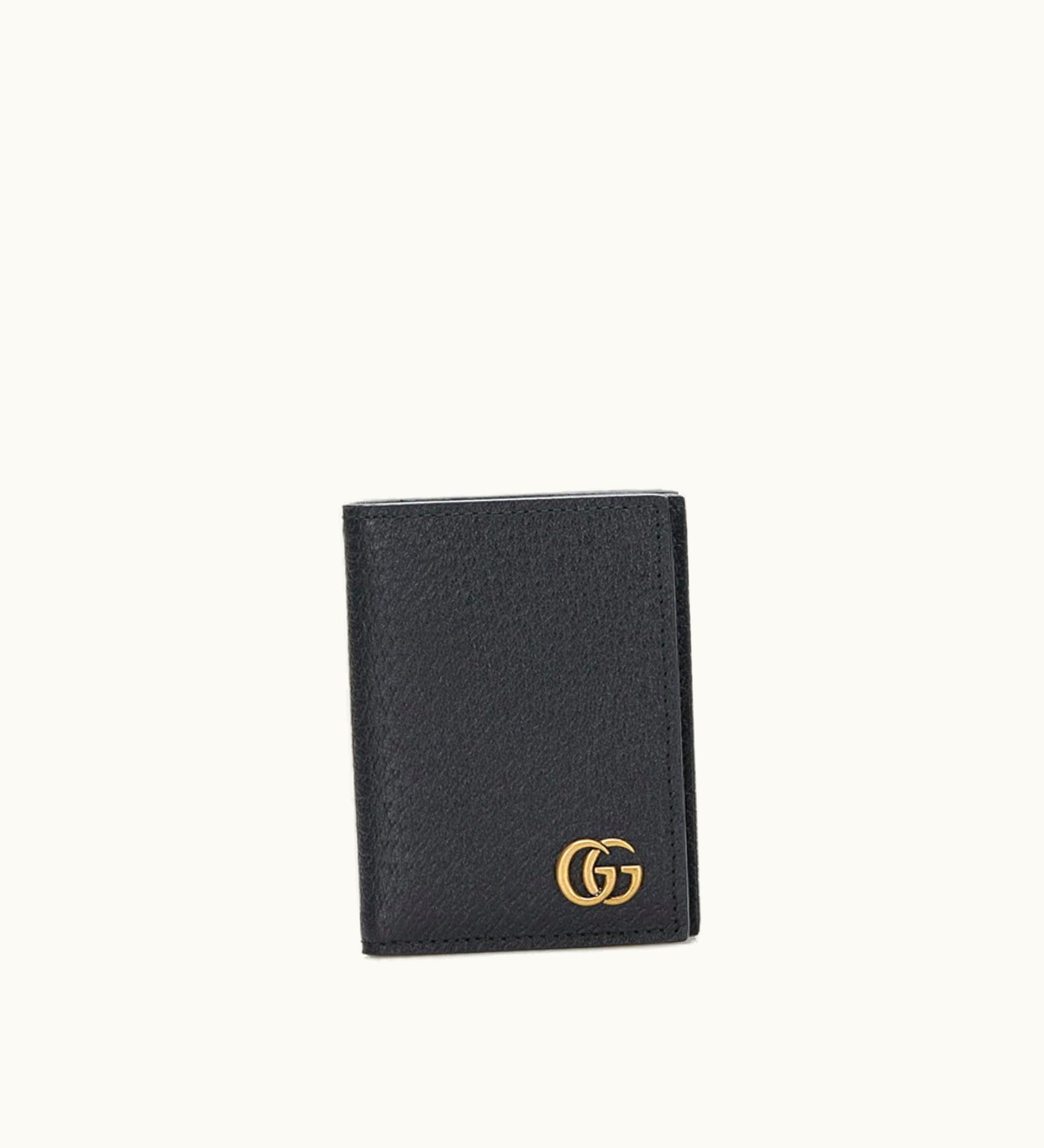 Gucci Gucci GG Marmont Double Card Case Business Holder 428737 Black Leather Ladies Gucci