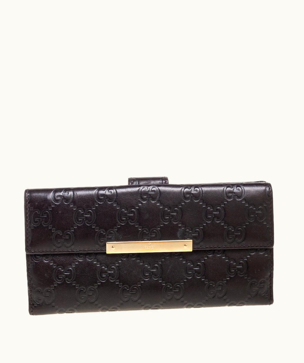 Gucci Gucci Guccissima Leather Continental Wallet Dark Brown