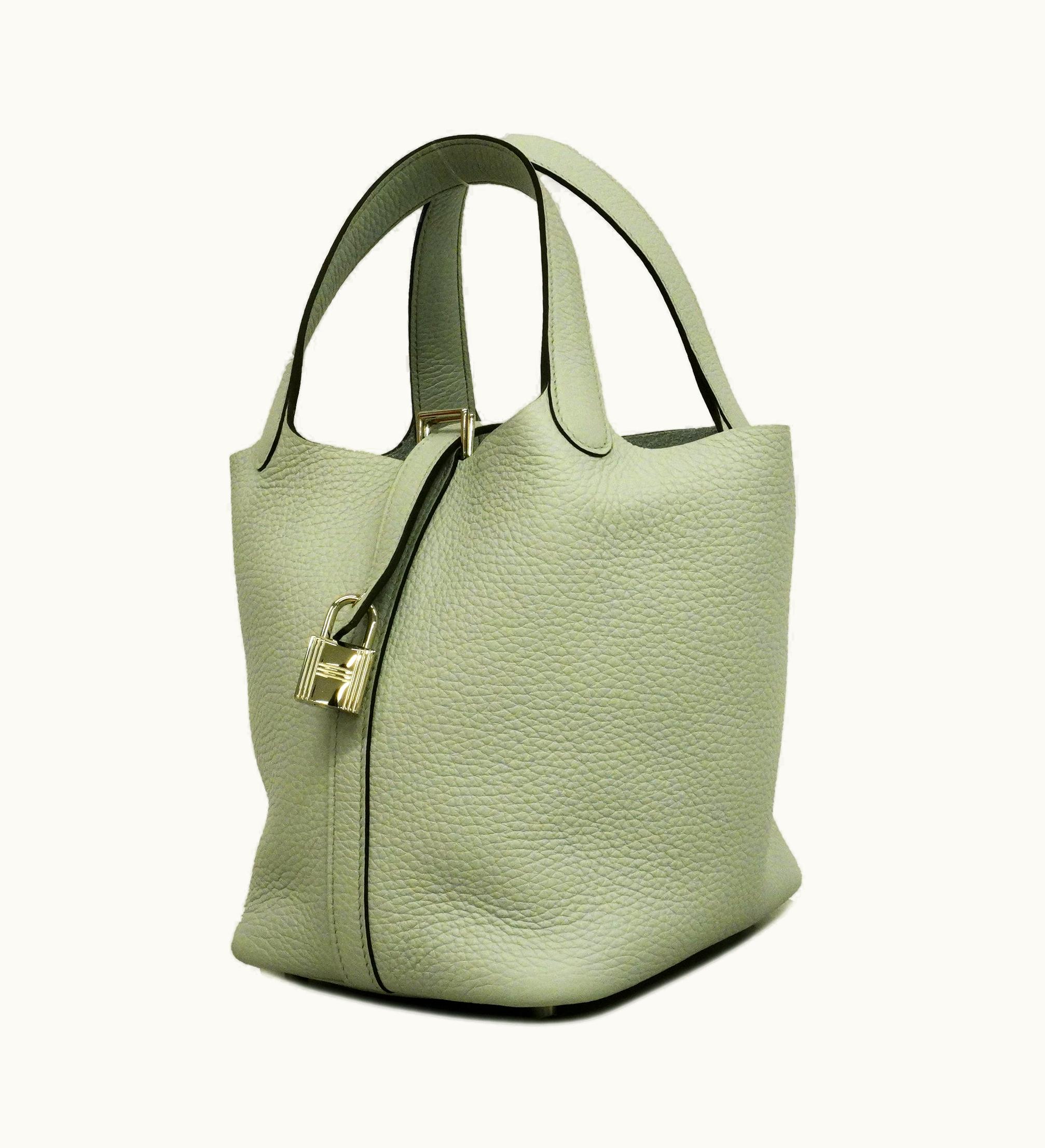 Hermès Hermès Handbag Picotin Lock PM Z Engraved Taurillon Clemence Blue Pale Silver Metal