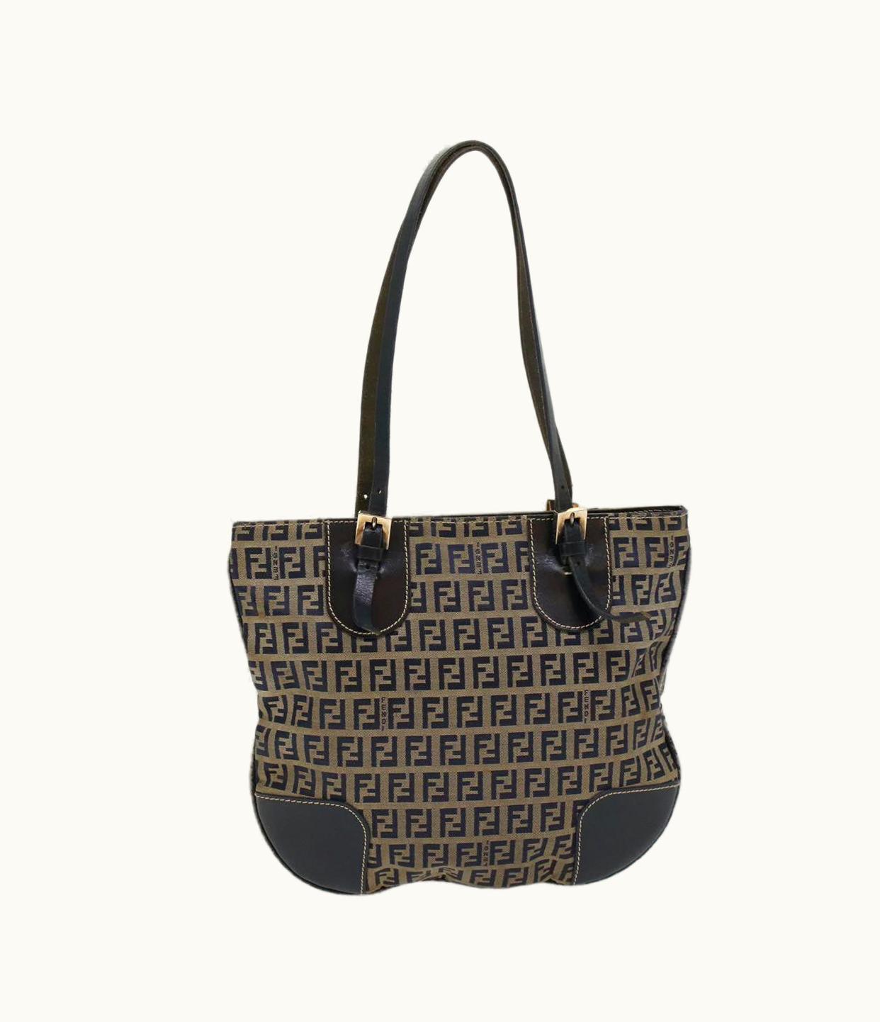 Fendi Fendi Zucchino Canvas Shoulder Bag Nylon Navy