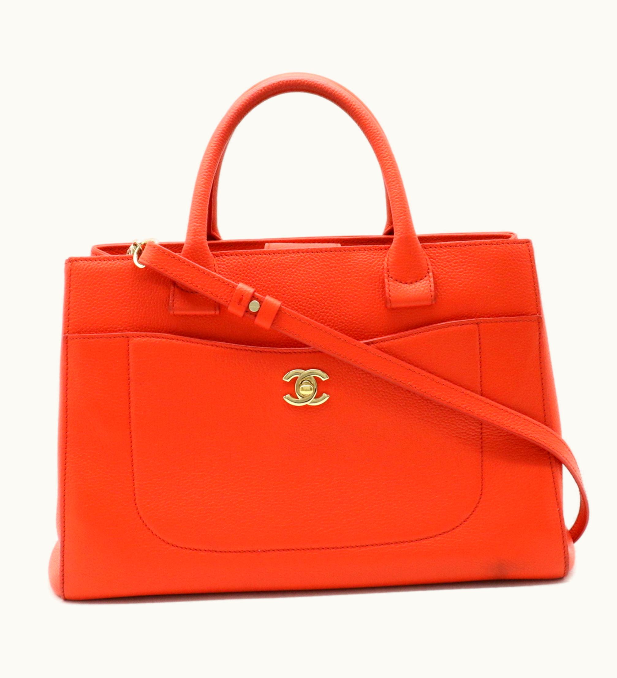 Chanel Chanel Neo Executive Line Coco Mark Handbag Shoulder Bag Caviar Skin Leather Orange A69930