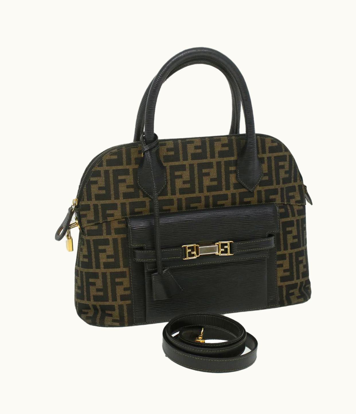 Fendi FENDI Zucca Canvas 2Way Hand Bag Brown/Black