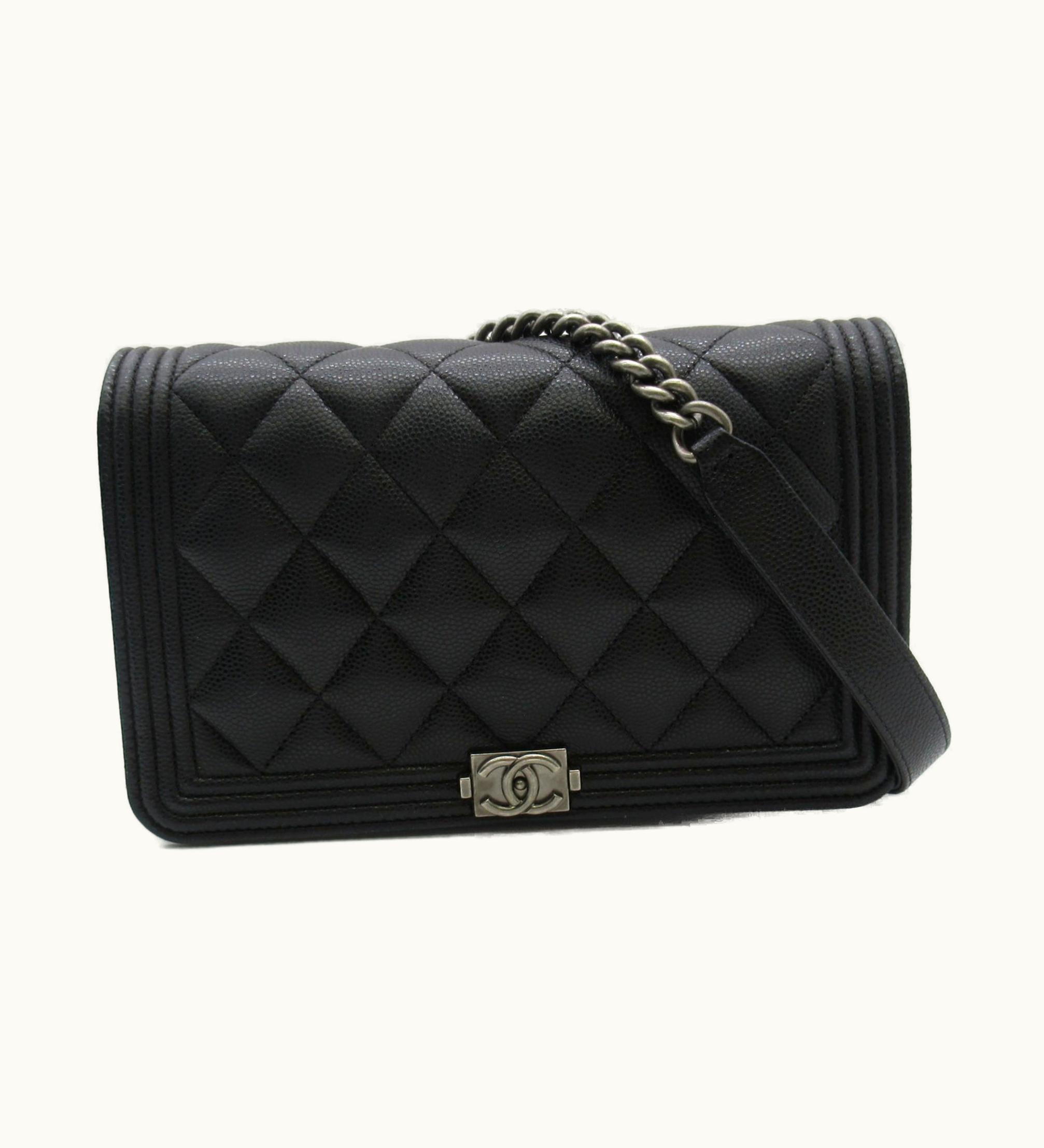Chanel Chanel Boy Chanel Chain Wallet Caviar Skin Women's Crossbody Black