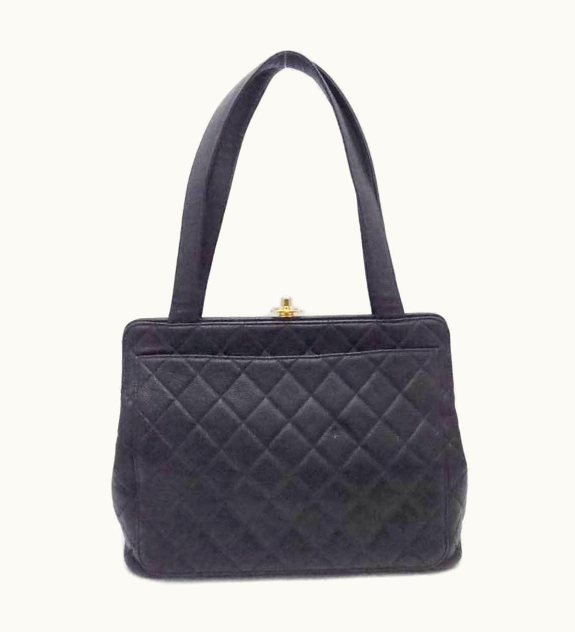 Chanel Chanel Shoulder Bag Matelasse Caviar Skin Leather Black Gold Ladies