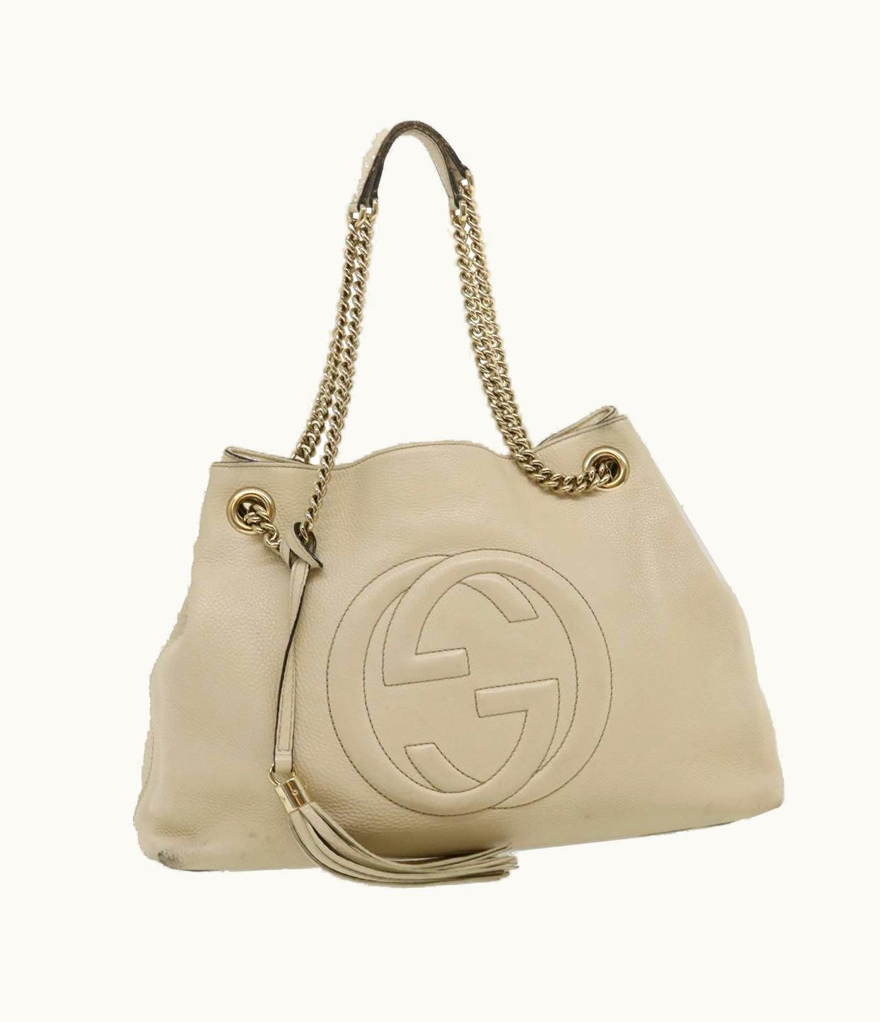 Gucci Gucci Interlocking Chain Tote Bag Leather White