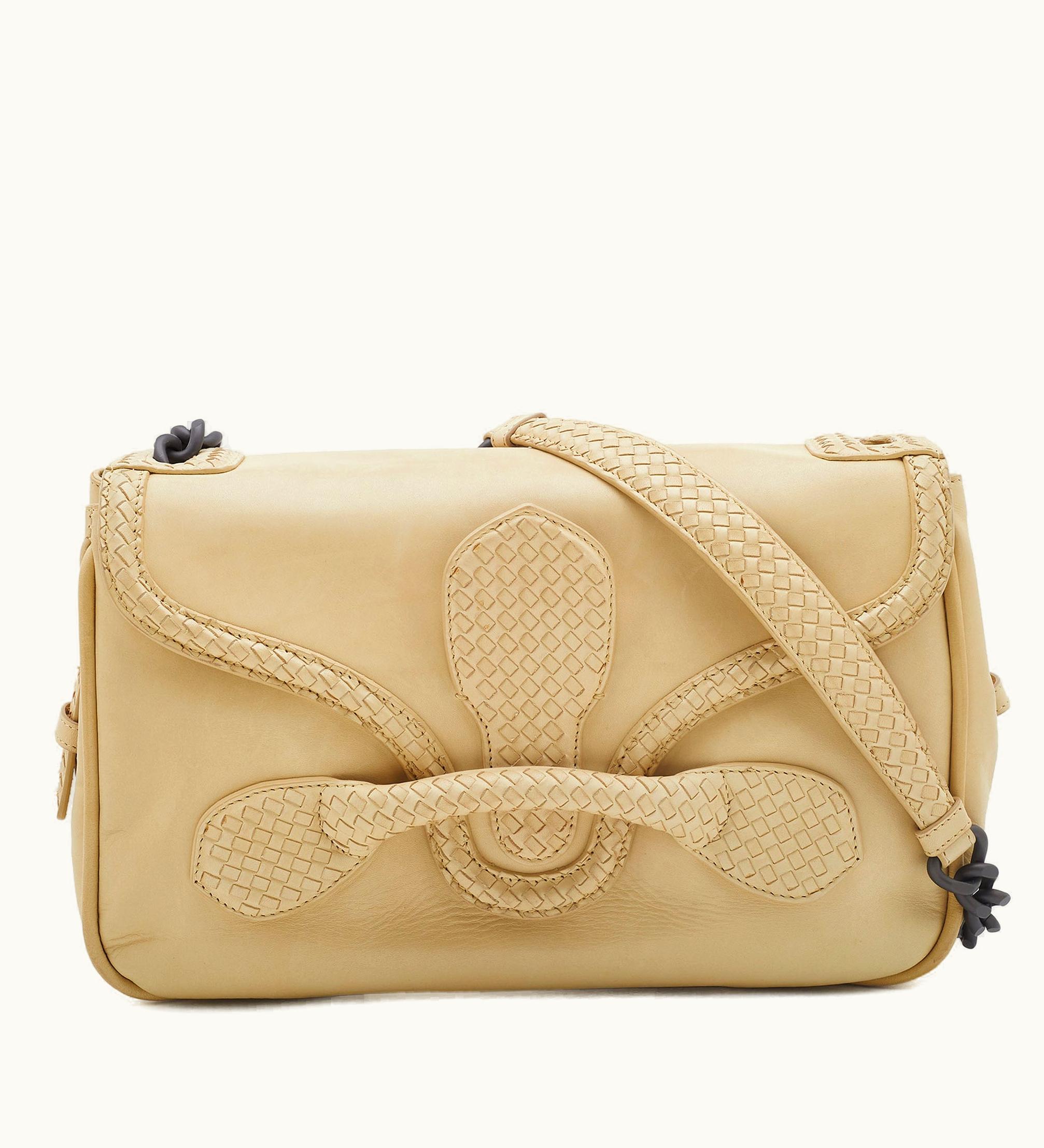 Bottega Veneta Bottega Veneta Beige Intrecciato Leather Rialto Shoulder Bag