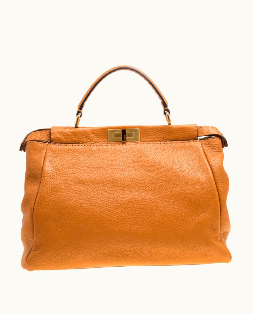 Fendi Fendi Brown Selleria Leather Large Peekaboo Top Handle Bag