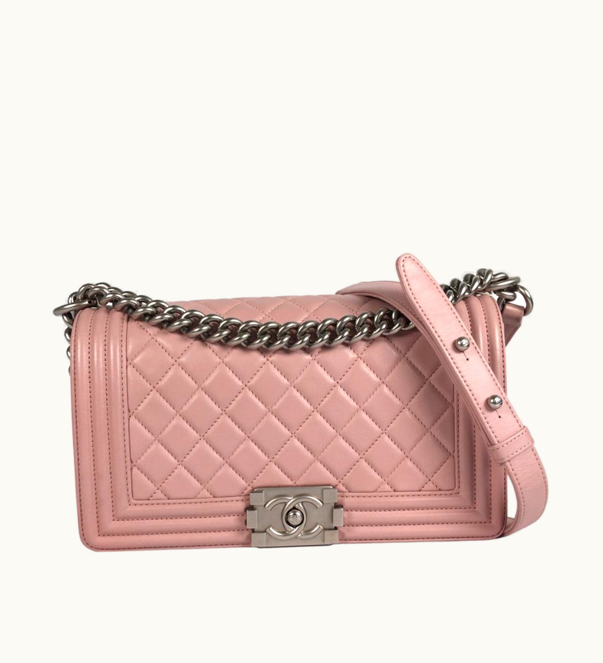 Chanel CHANEL Medium Boy Flap Bag Lambskin Leather Quilted Black