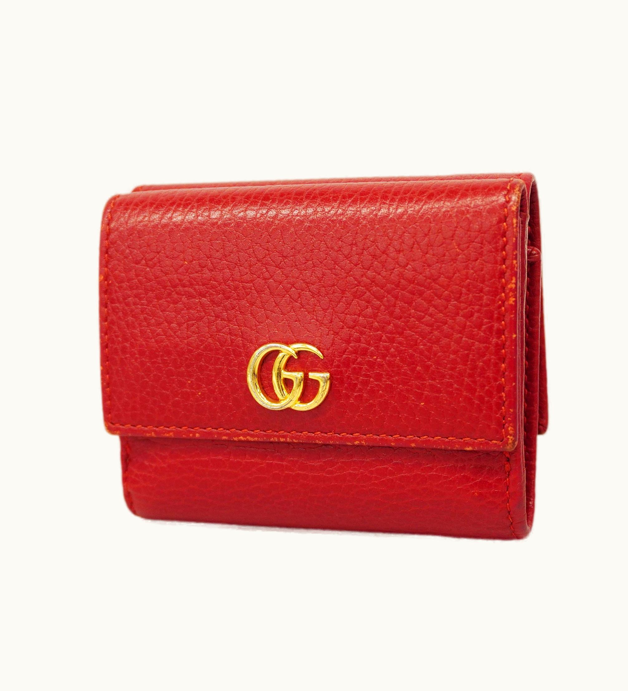 Gucci Gucci Tri-Fold Wallet GG Marmont Gold Metal 474746 Women's Leather Wallet