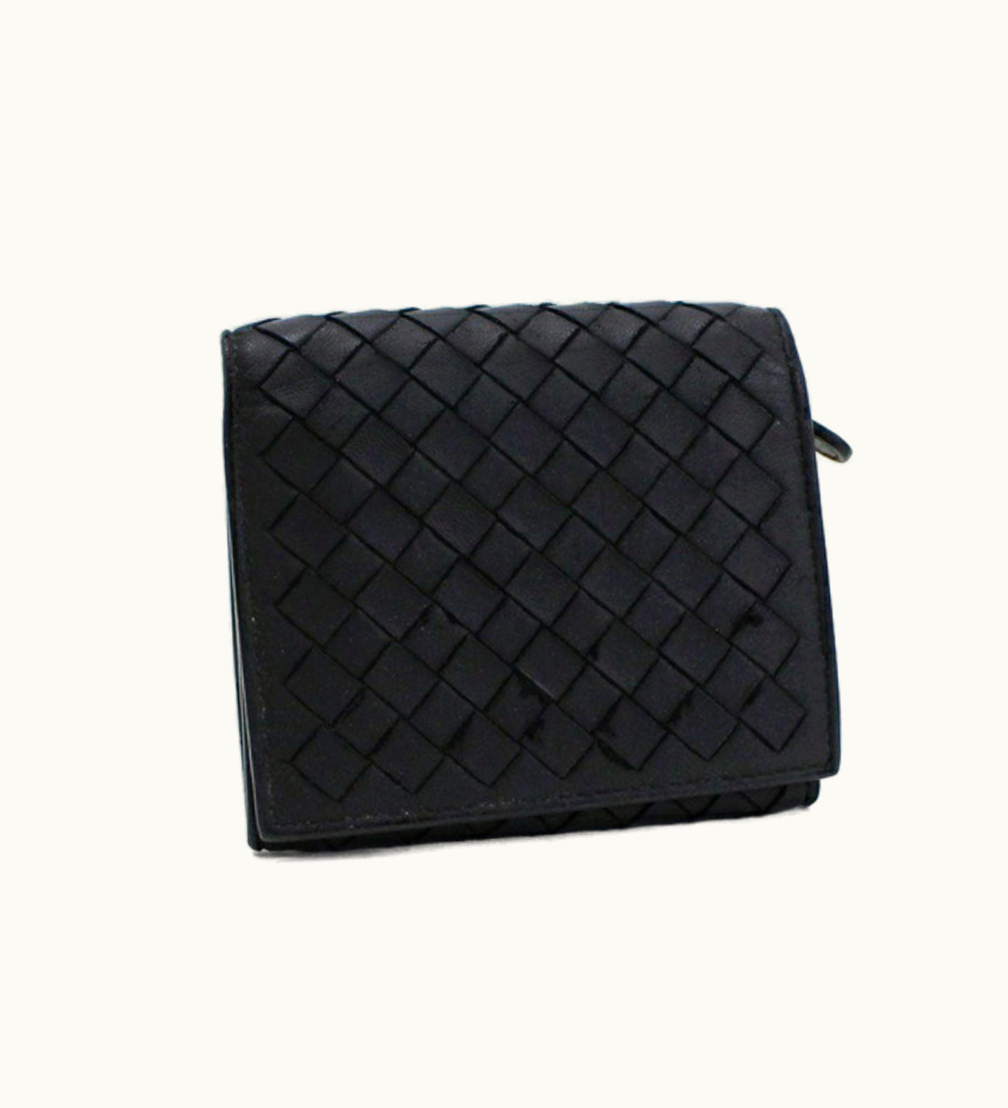 Bottega Veneta Bottega Veneta Intrecciato Trifold Wallet Black Leather