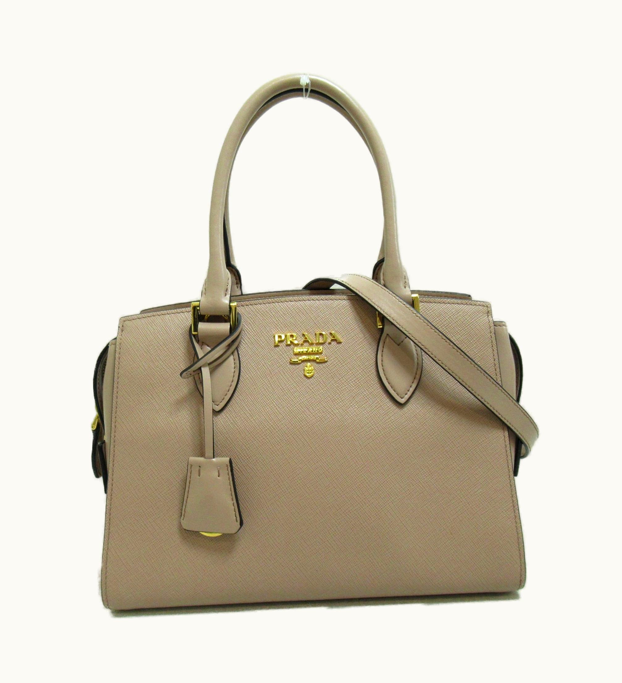 Prada Prada 2Way Shoulder Bag Pink Pink Beige Safiano Leather 1Ba164