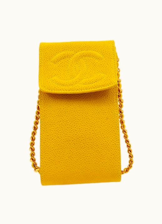 Chanel Chanel 1996-1997 Timeless Phone Case Yellow Caviar 02747