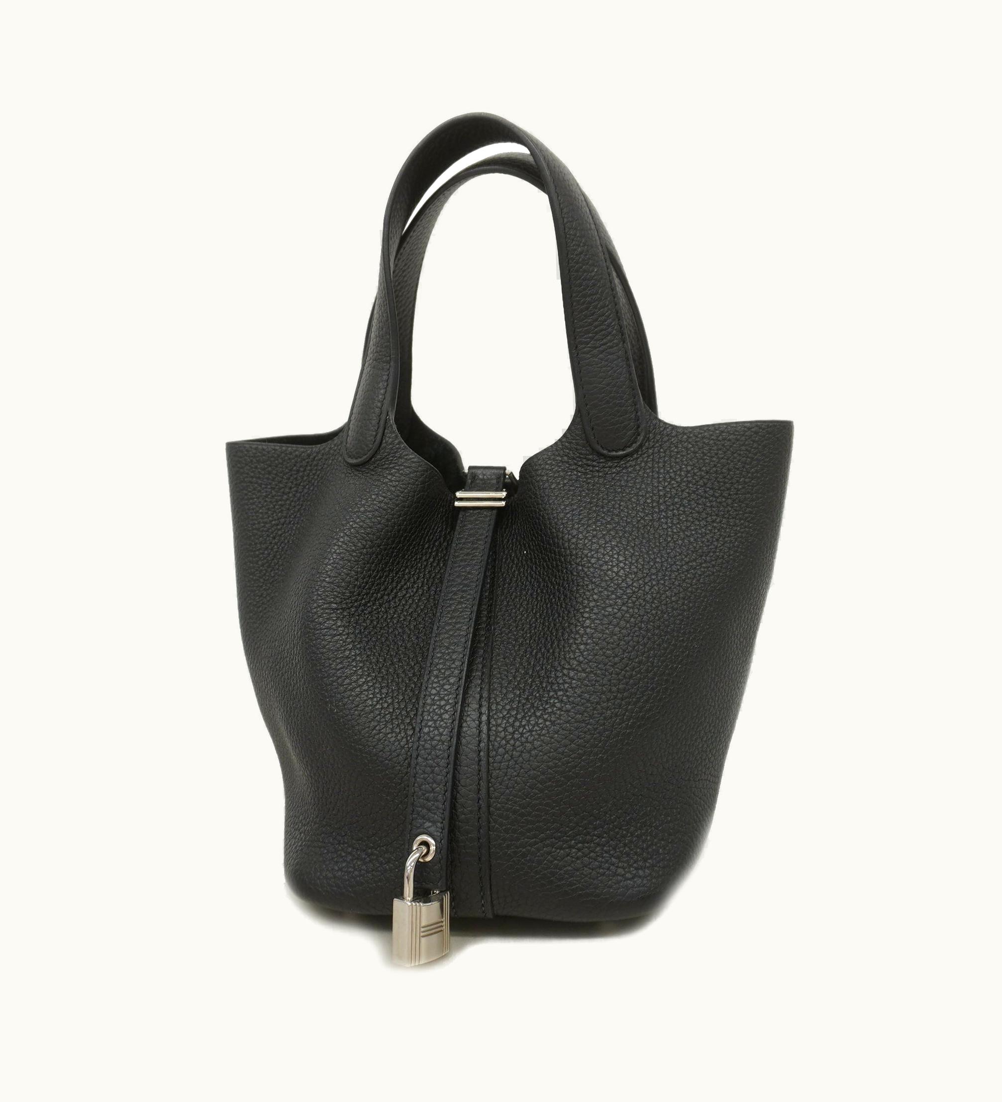 Hermès Hermès Handbag Picotin Lock PM Y Engraved Taurillon Maurice Black Silver Metal