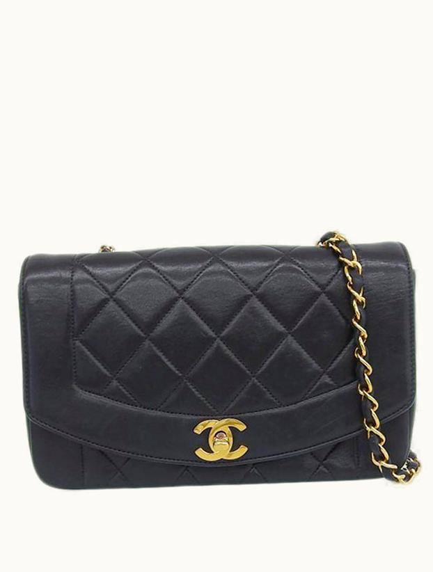 Chanel Chanel Around 1992 Made Diana Flap Chain Bag 23Cm Black