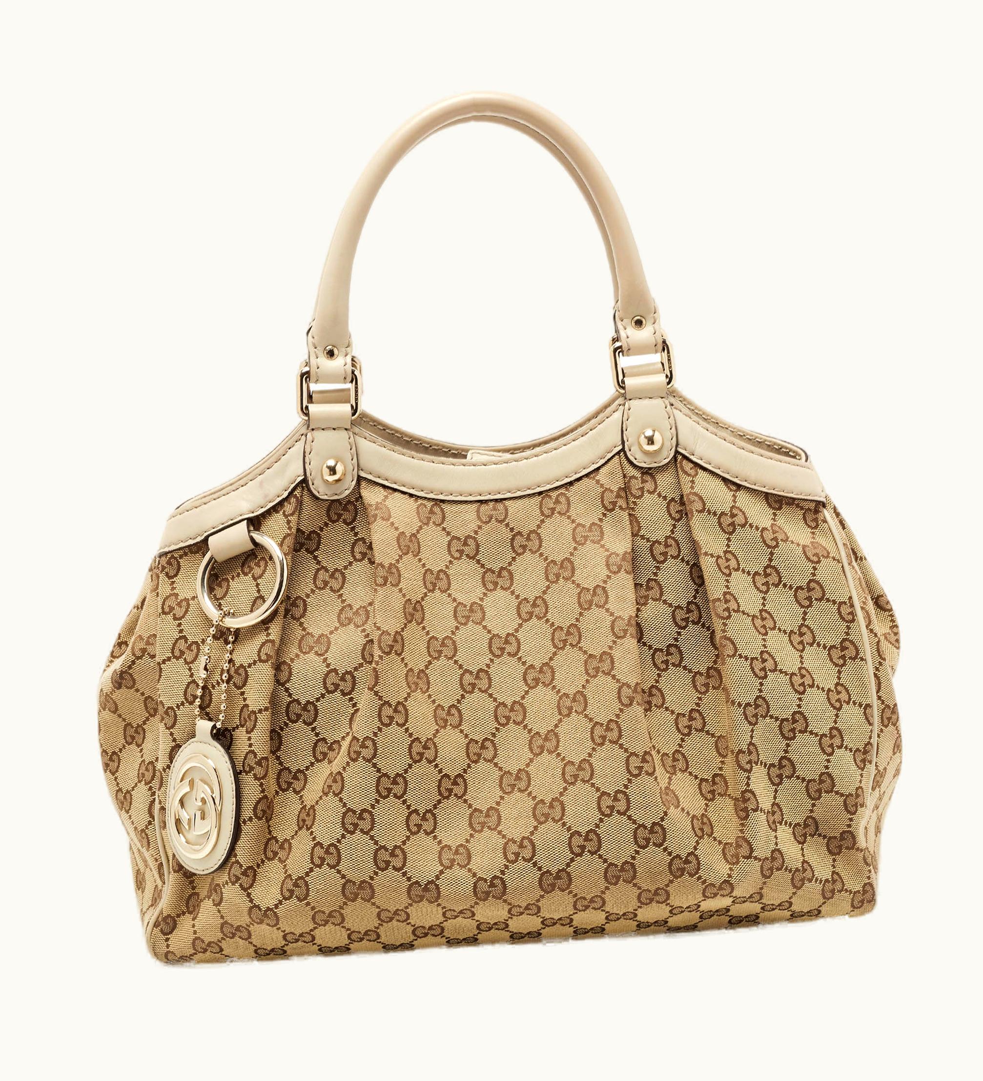 Gucci GUCCI Medium Sukey Tote Beige Canvas & Leather
