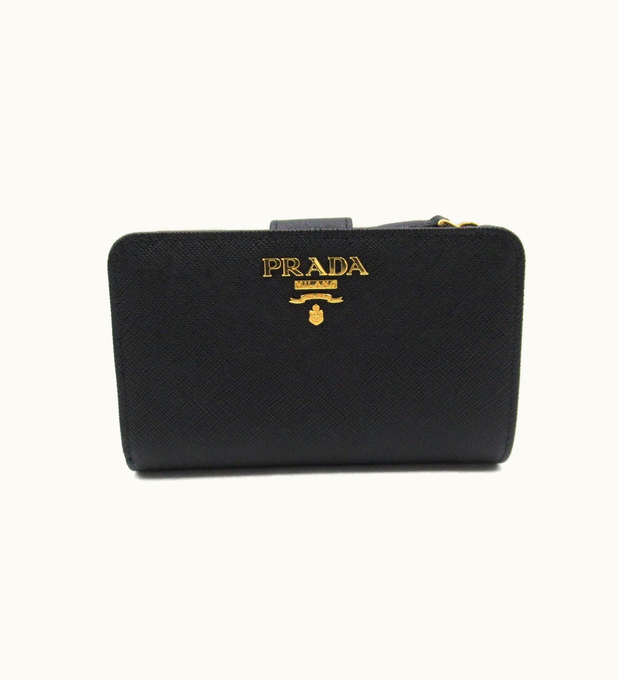 Prada Prada L-Shaped Fastener Wallet Black Safiano Leather 1Ml225Qwaf0002