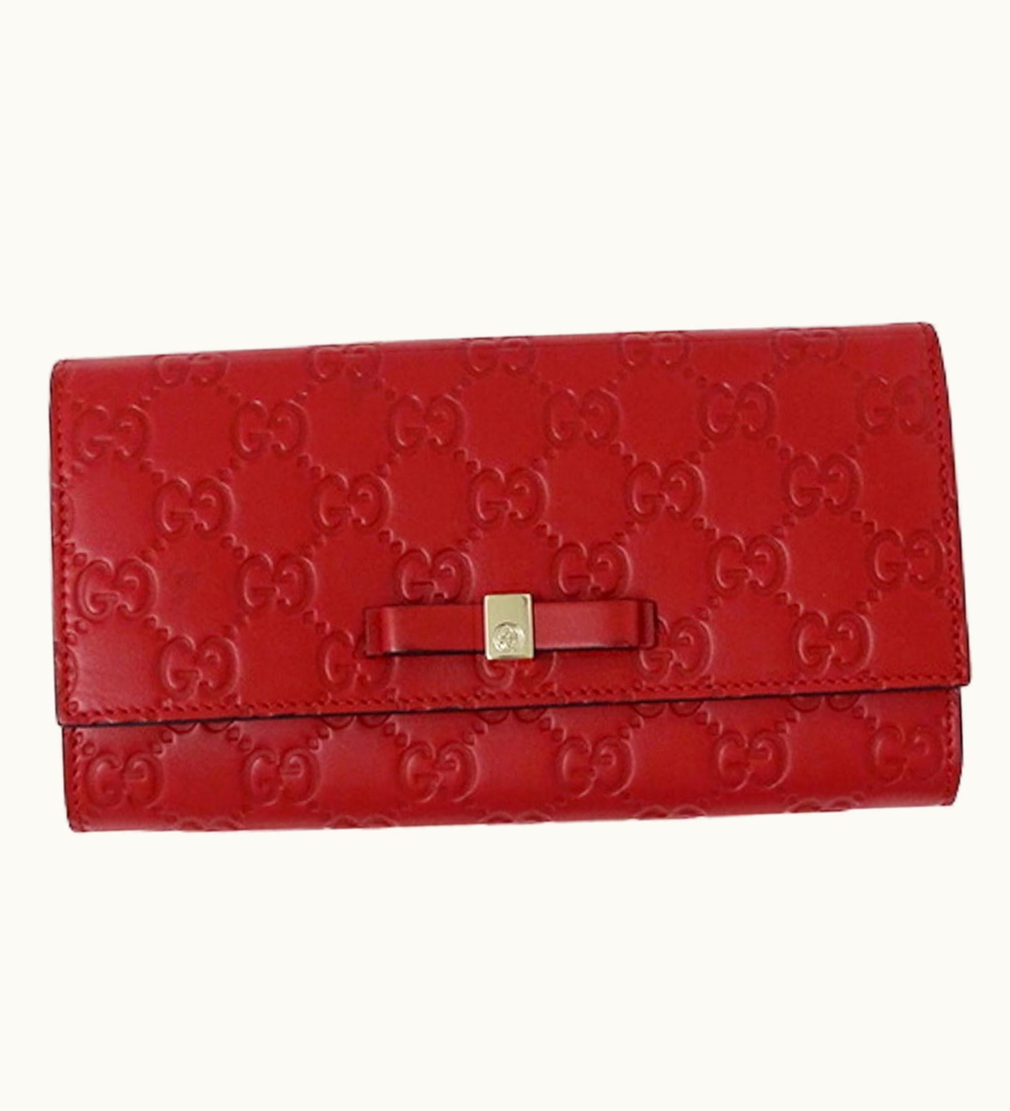 Gucci Gucci Wallet Women's Long Shima Leather Red 388679 Ribbon