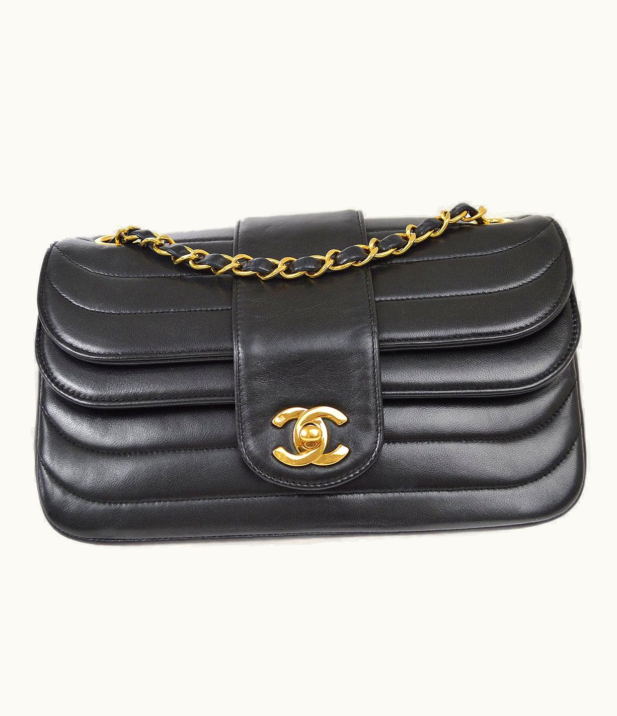 Chanel Chanel 1991-1994 Single Flap Chain Shoulder Bag Black Lambskin