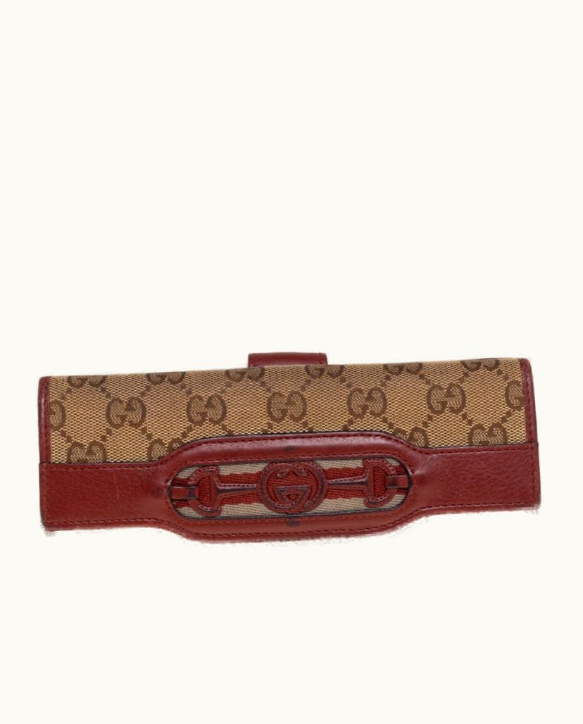 Gucci Gucci Beige/Copper GG Canvas And Leather Flap Continental Wallet