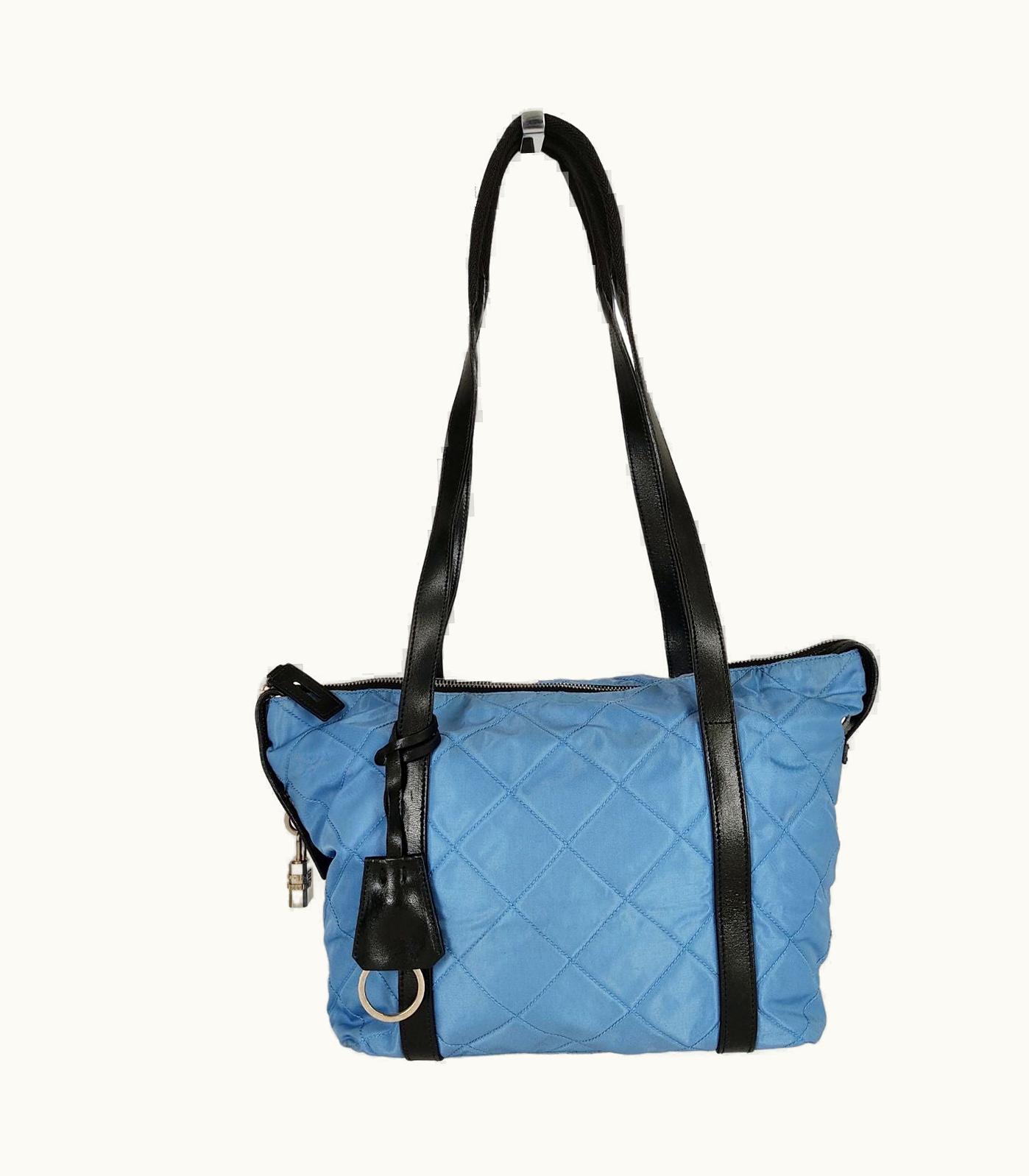 Prada Prada Matelasse Shoulder Bag In Light Blue Nylon