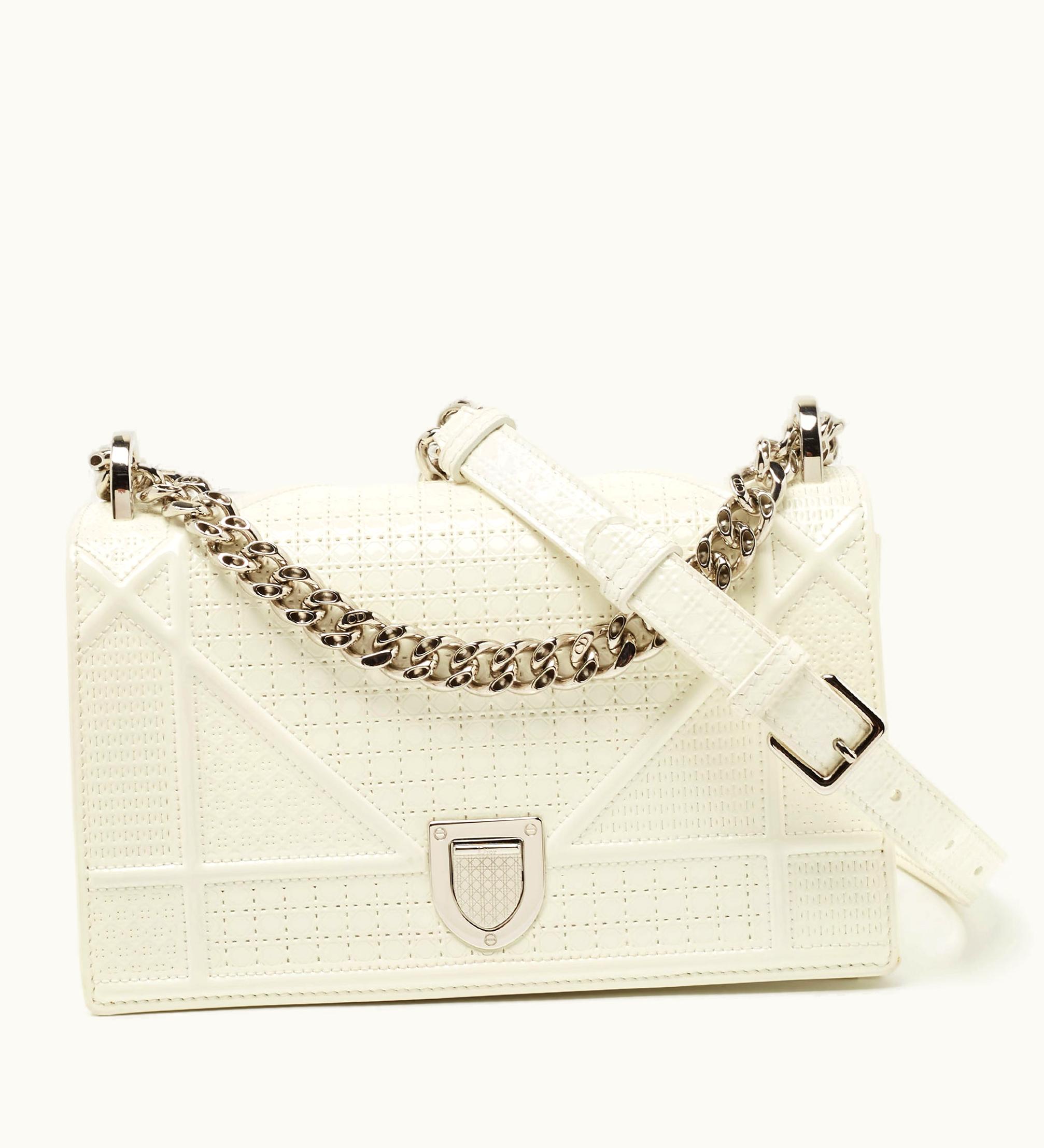 Dior Dior White Patent Leather Small Ama Shoulder Bag