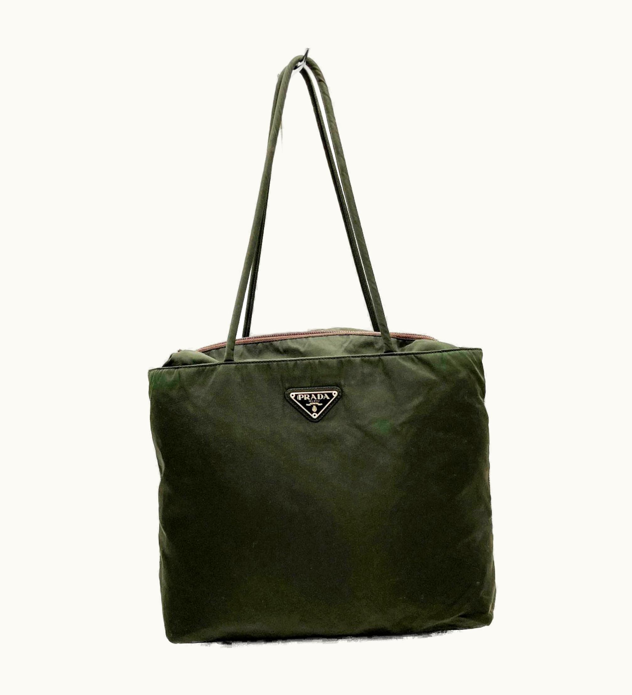 Prada Prada Tote Bag Shoulder Nylon Khaki Ladies Men Unisex Fashion