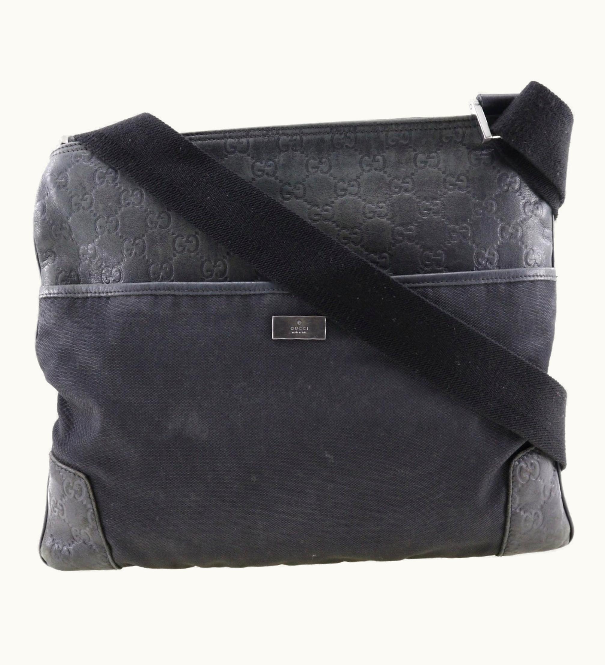 Gucci Gucci GG Shoulder Bag 161822 Striped Leather X Canvas Black Unisex