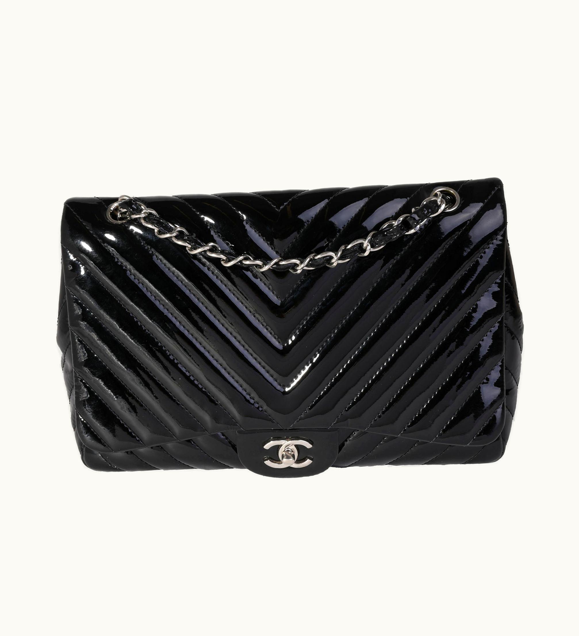 Chanel Chanel Jumbo Classic Single Flap Shoulder Bag Black Patent Leather