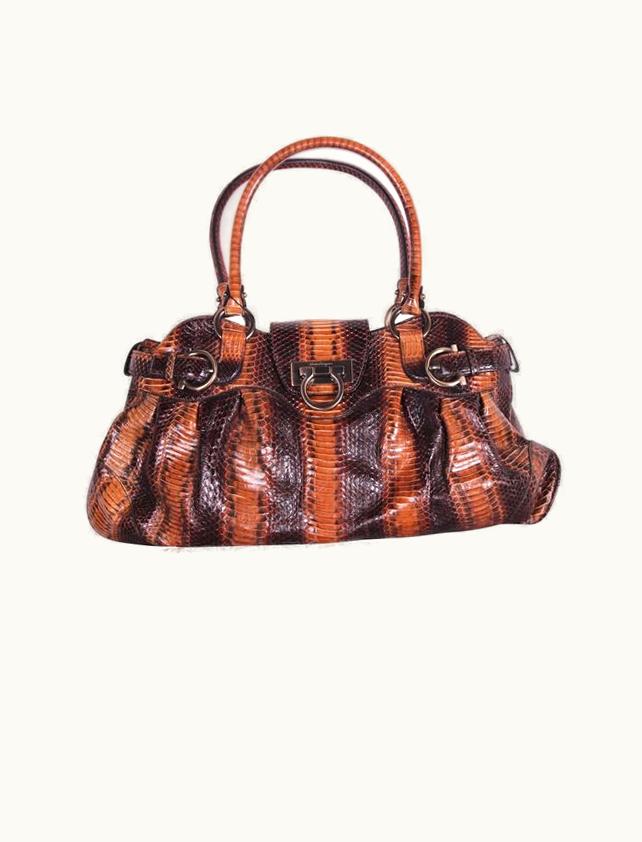 Salvatore Ferragamo Salvatore Ferragamo Gancini Python Shoulder Bag