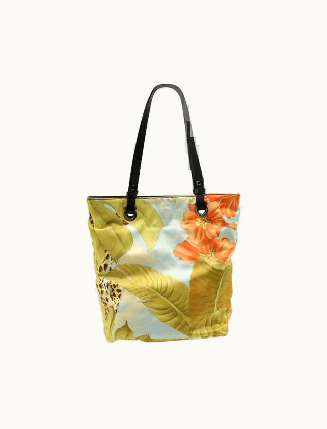 Salvatore Ferragamo Salvatore Ferragamo Small Satin Silk Jungle Print Tote Bag