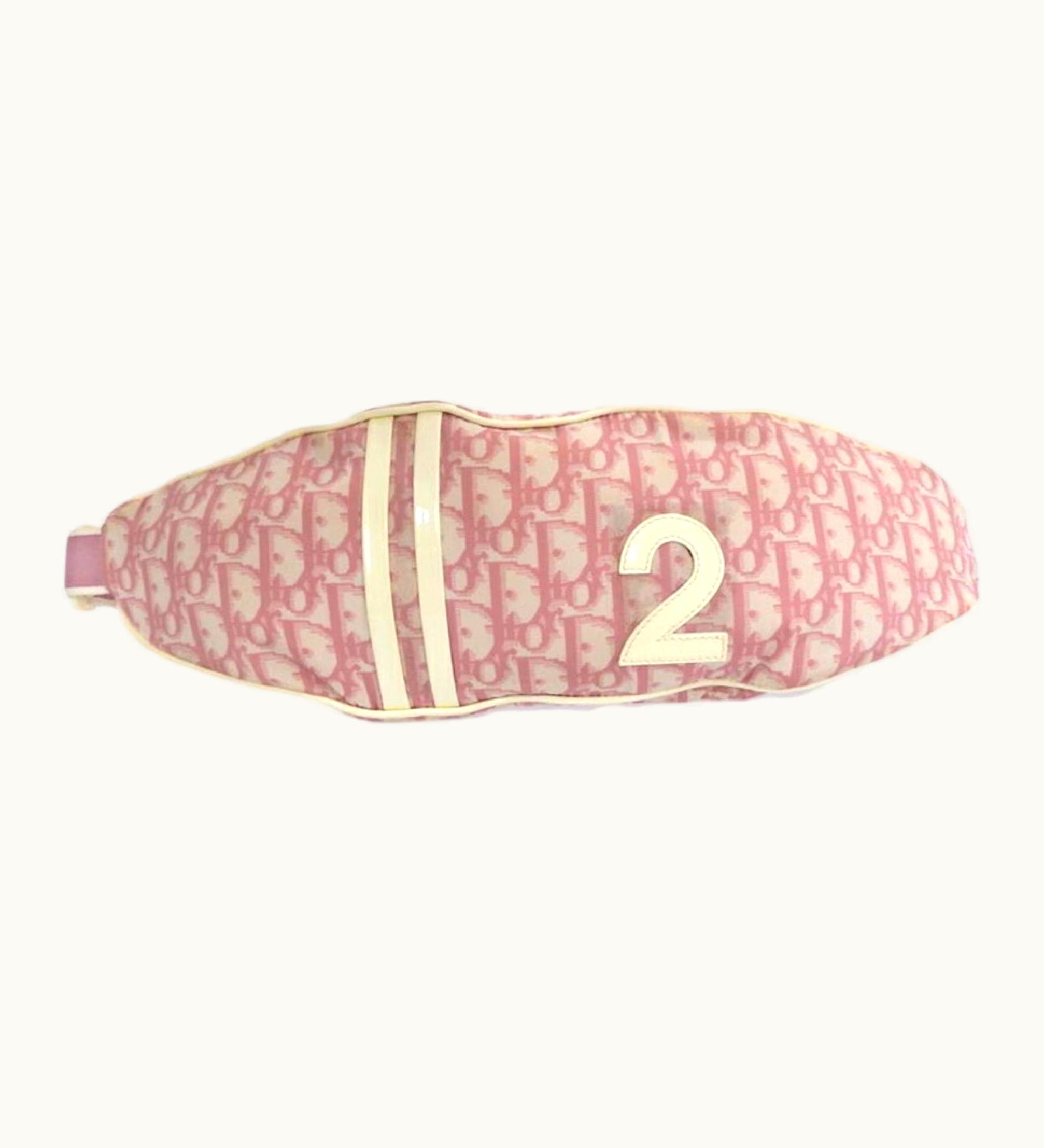 Dior Dior Christian Dior Bag Women's Waist Trotter Nylon Pink White