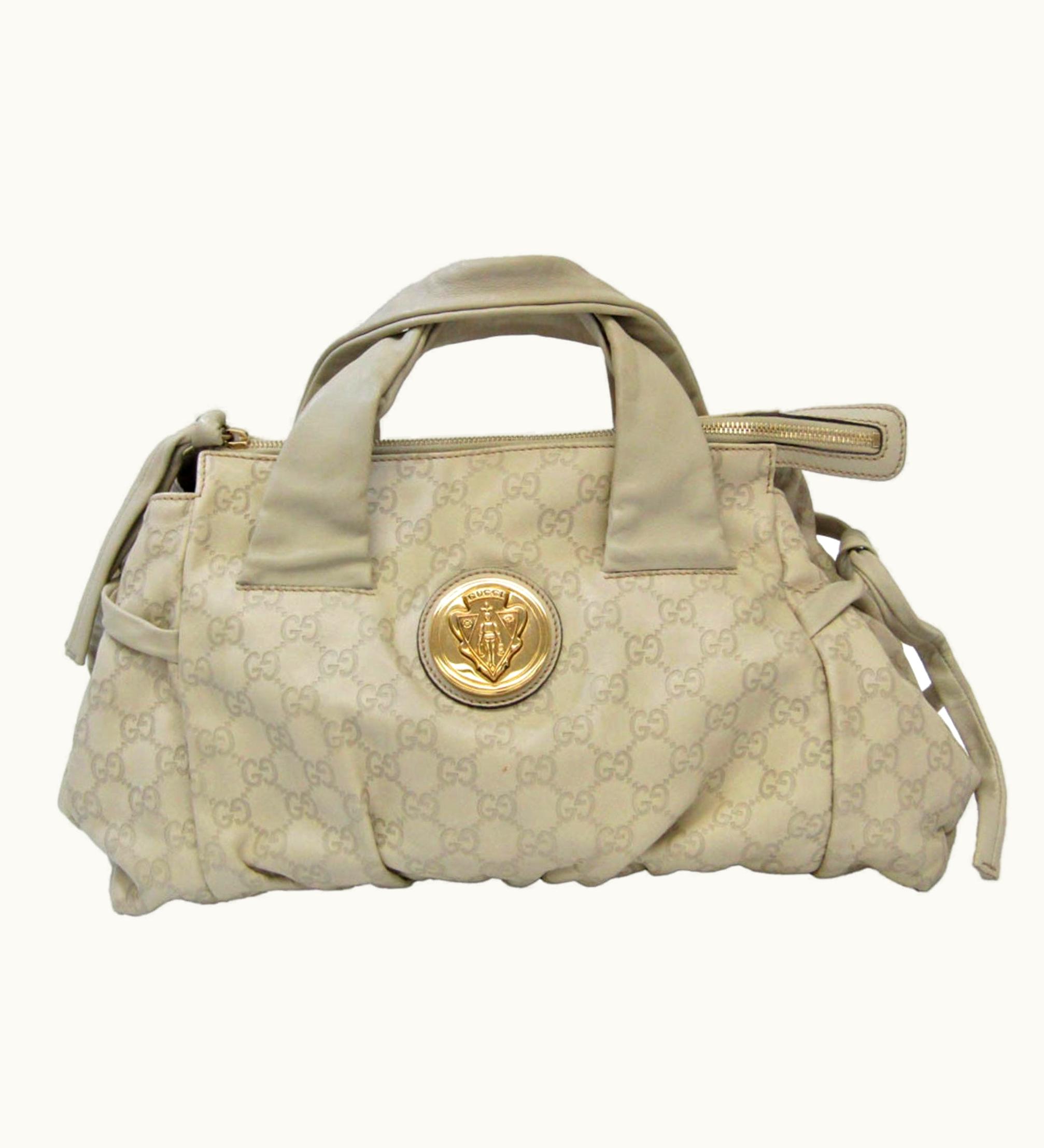 Gucci Guccissima Histeria 197020 Women's Leather Handbag Cream